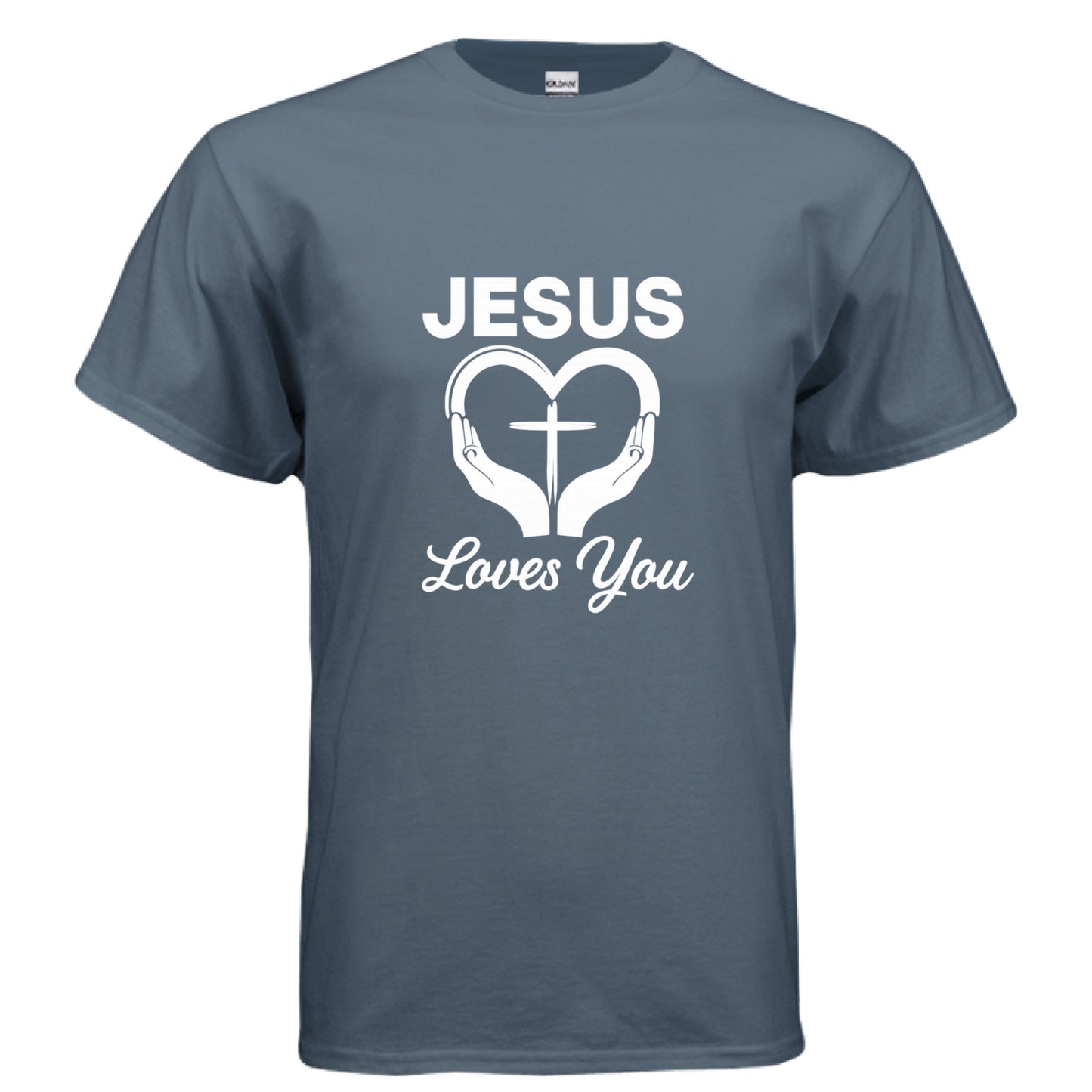 Jesus Loves You Faith T-Shirt INDIGO BLUE Salvation Clothing and Accessories Apparel