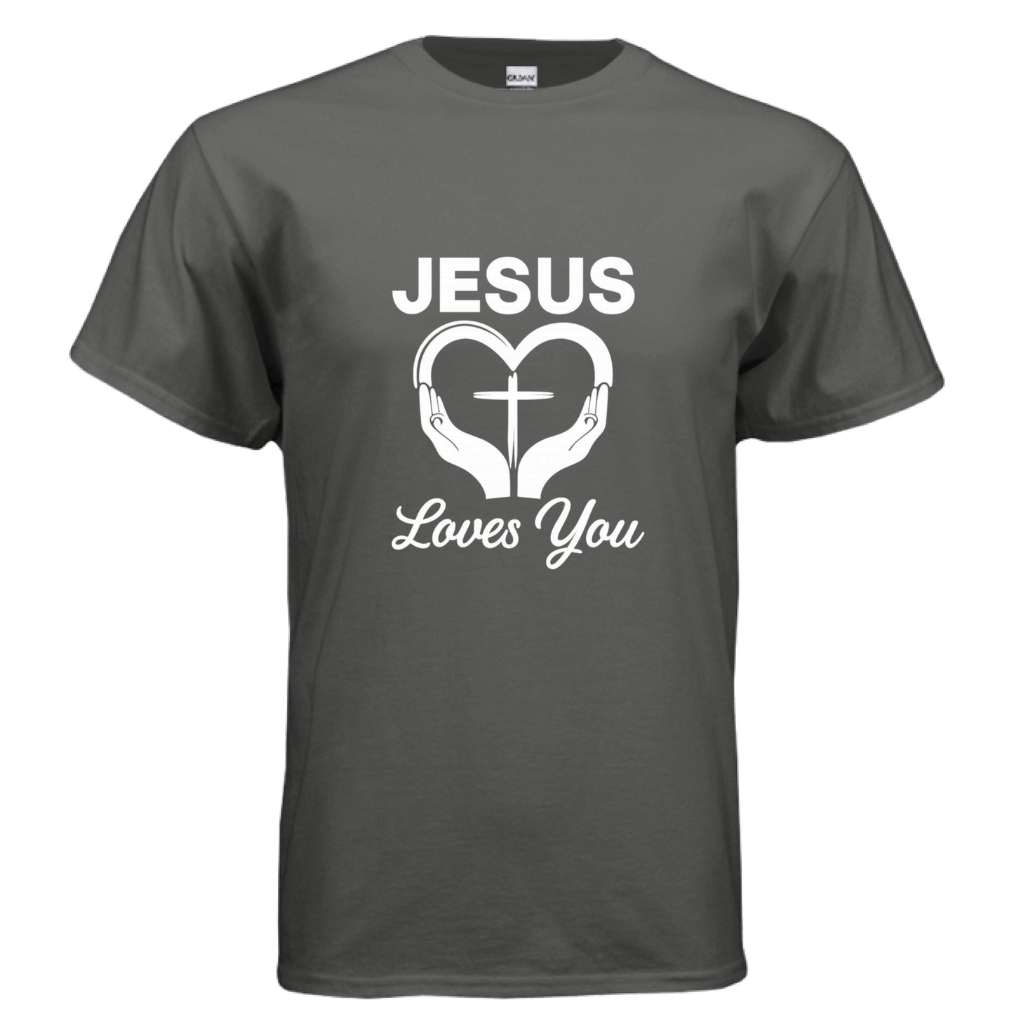 Jesus Loves You Faith T-Shirt CHARCOAL Salvation Clothing and Accessories Apparel