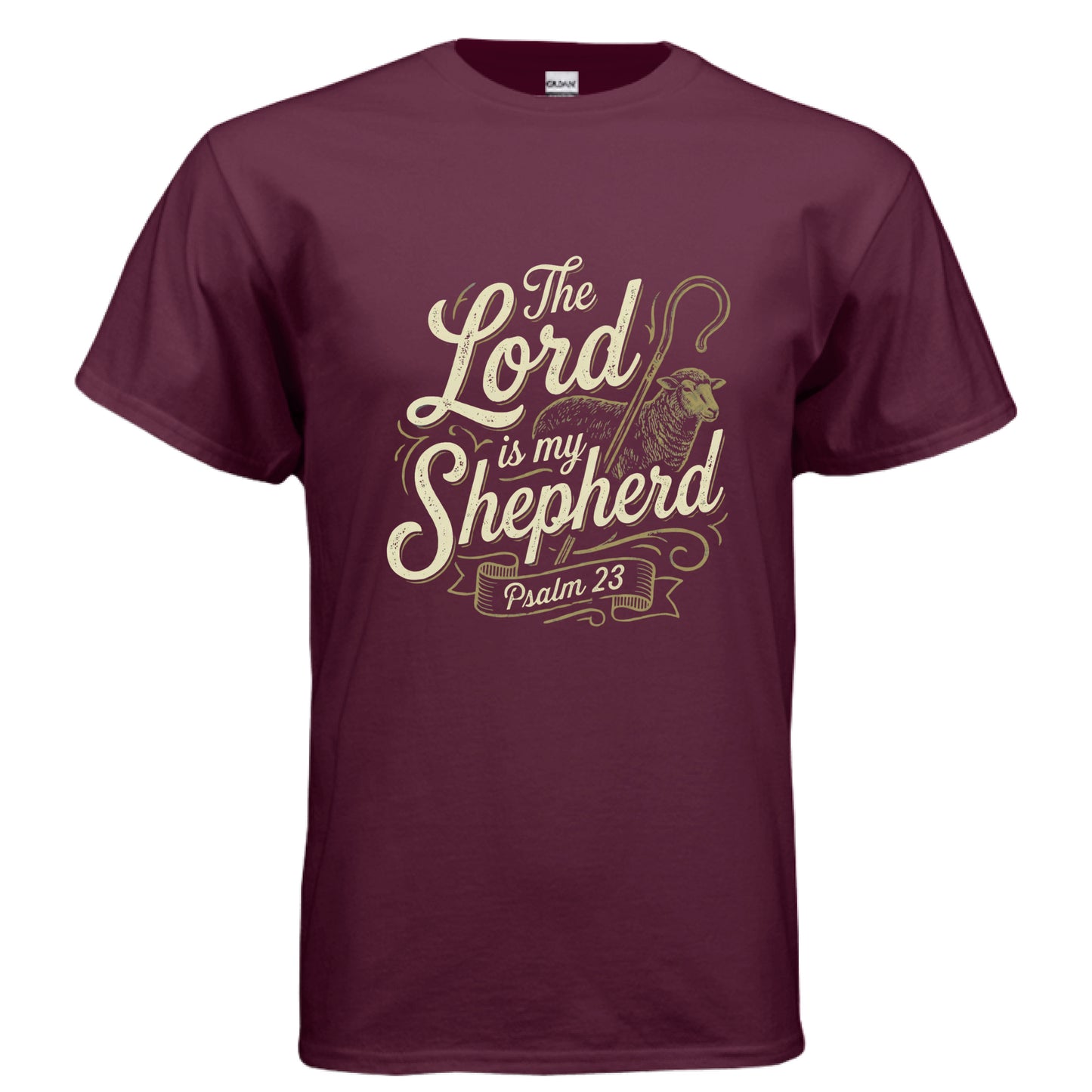 The Lord is My Shepherd Psalm 23 Faith T-Shirt MAROON Salvation Clothing and Accessories Apparel