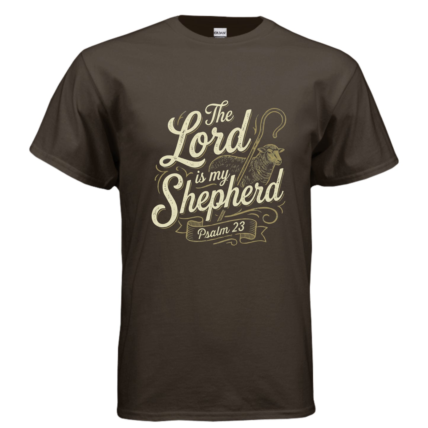 The Lord is My Shepherd Psalm 23 Faith T-Shirt DARK CHOCOLATE Salvation Clothing and Accessories Apparel