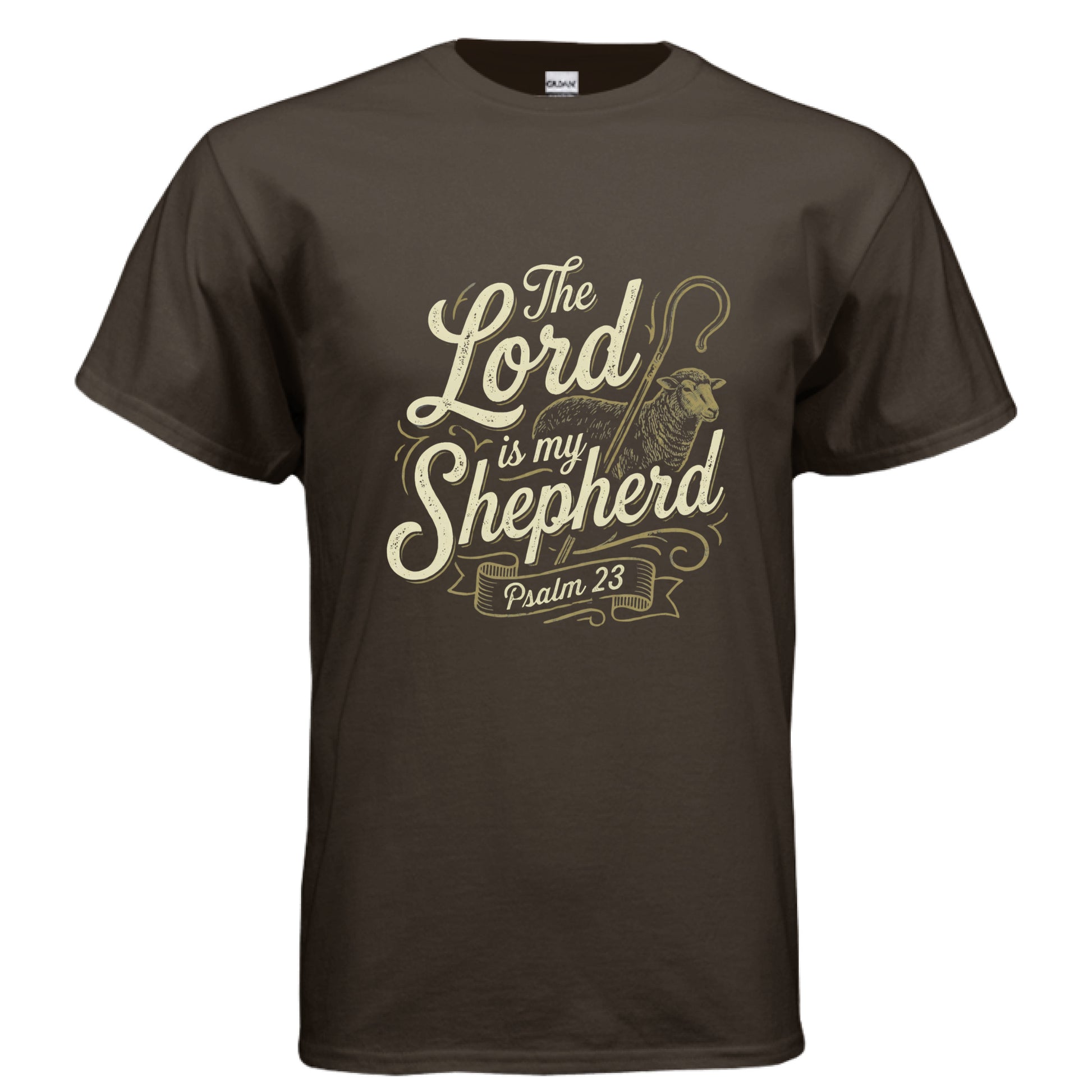 The Lord is My Shepherd Psalm 23 Faith T-Shirt DARK CHOCOLATE Salvation FaithWear Apparel