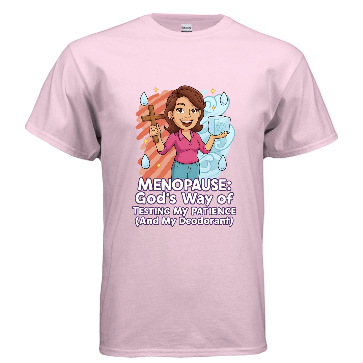 Menopause Gods Way Faith T-Shirt (Funny) LIGHT PINK Salvation Clothing and Accessories Apparel