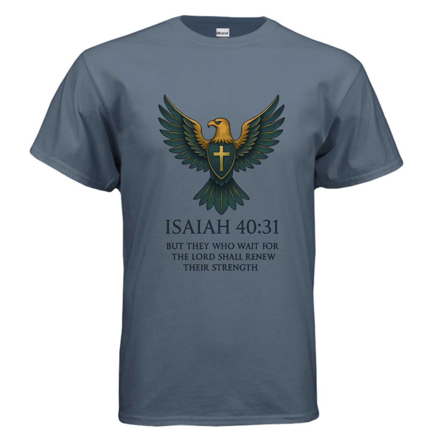Those who Wait Isaiah 40:31 Faith T-Shirt INDIGO BLUE Salvation Clothing and Accessories Apparel