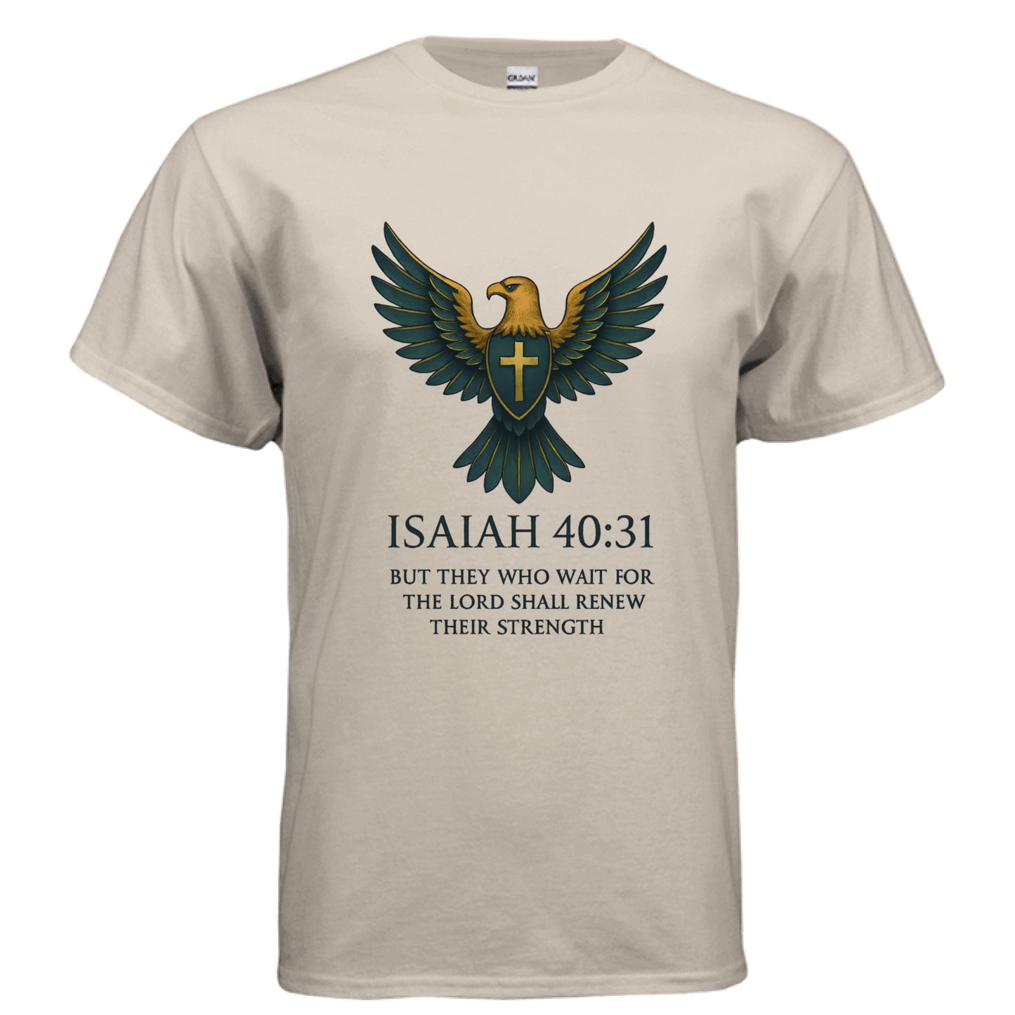 Those who Wait Isaiah 40:31 Faith T-Shirt SAND Salvation Clothing and Accessories Apparel