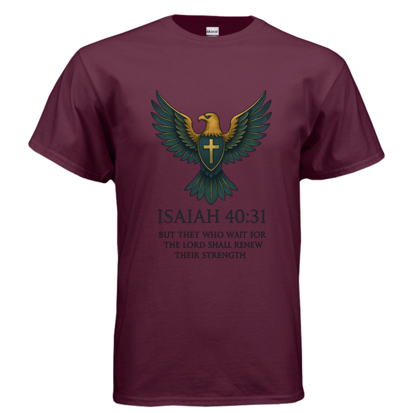 Those who Wait Isaiah 40:31 Faith T-Shirt MAROON Salvation Clothing and Accessories Apparel