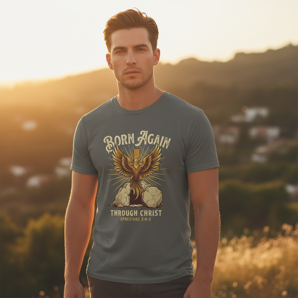 Born Again Through Christ Ephesians 2: 4-5 Faith T-Shirt