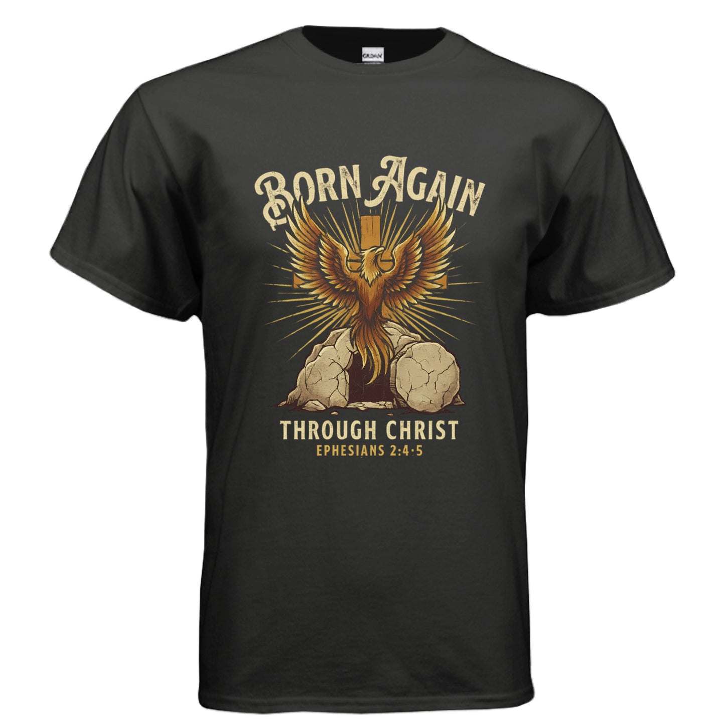 Born Again Through Christ Ephesians 2: 4-5 Faith T-Shirt Salvation FaithWear Apparel