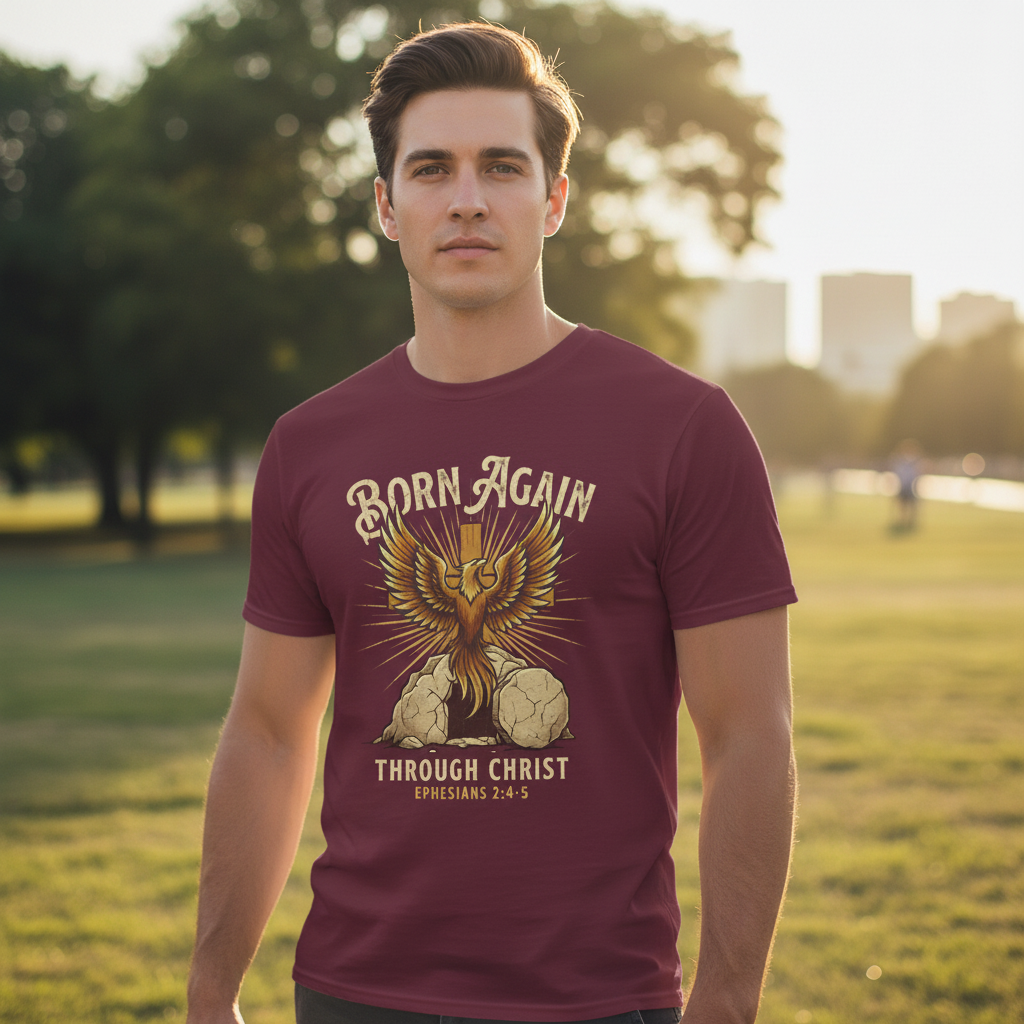 Born Again Through Christ Ephesians 2: 4-5 Faith T-Shirt
