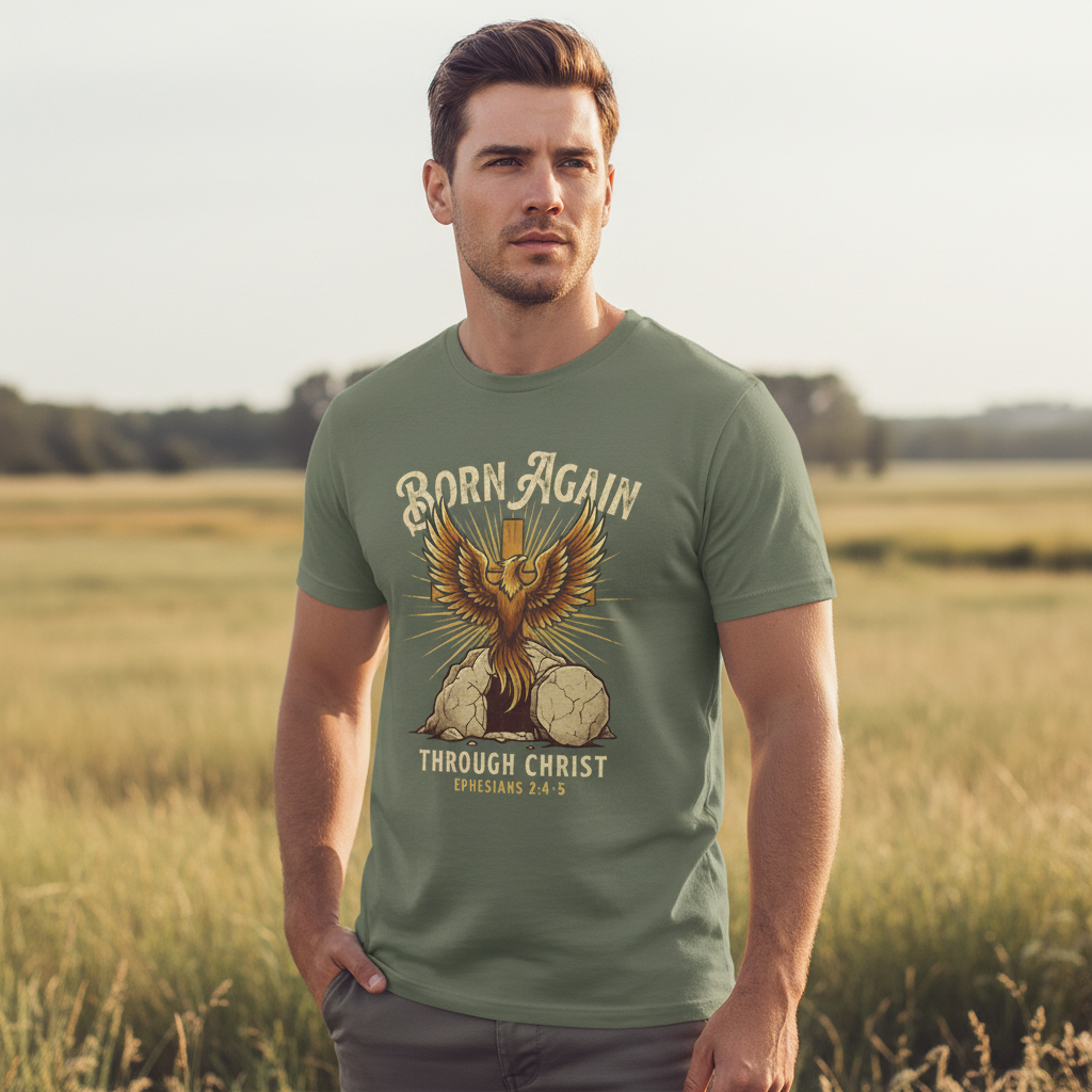Born Again Through Christ Ephesians 2: 4-5 Faith T-Shirt