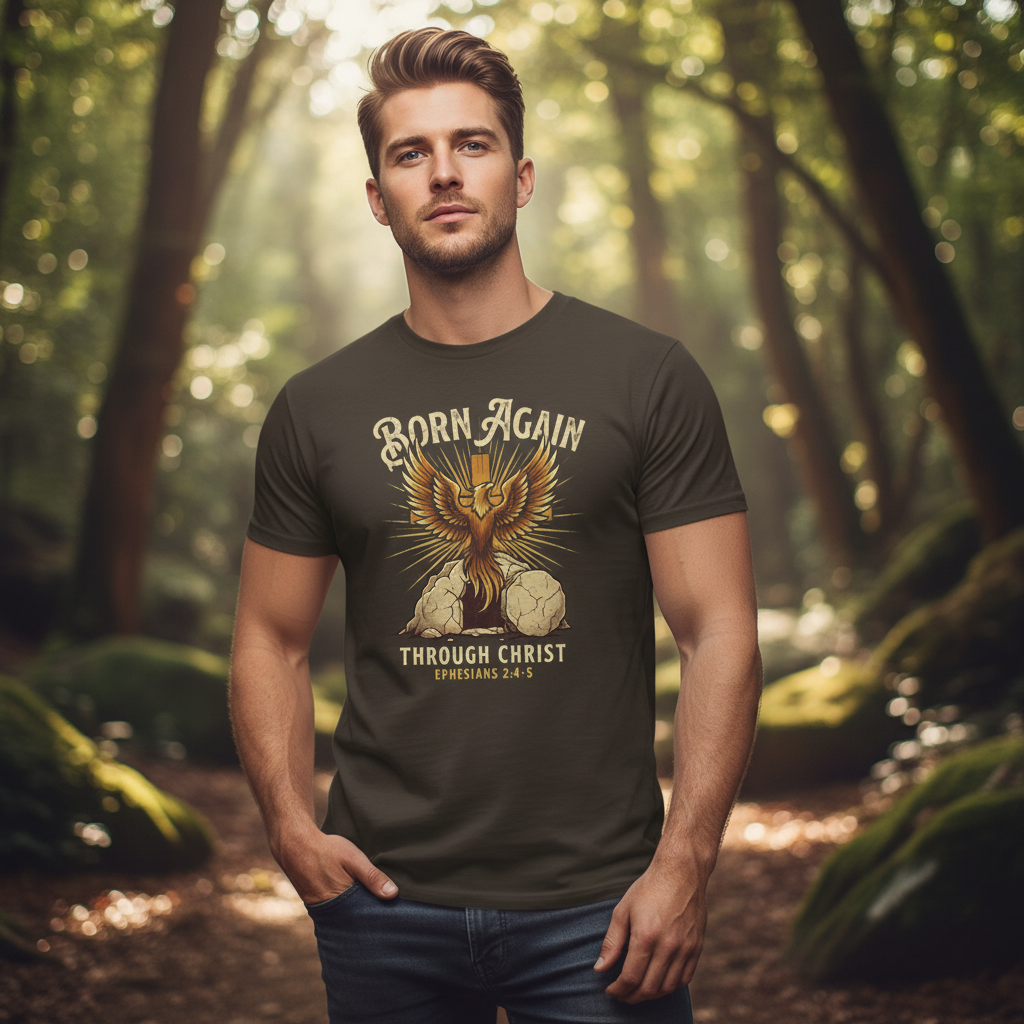 Born Again Through Christ Ephesians 2: 4-5 Faith T-Shirt
