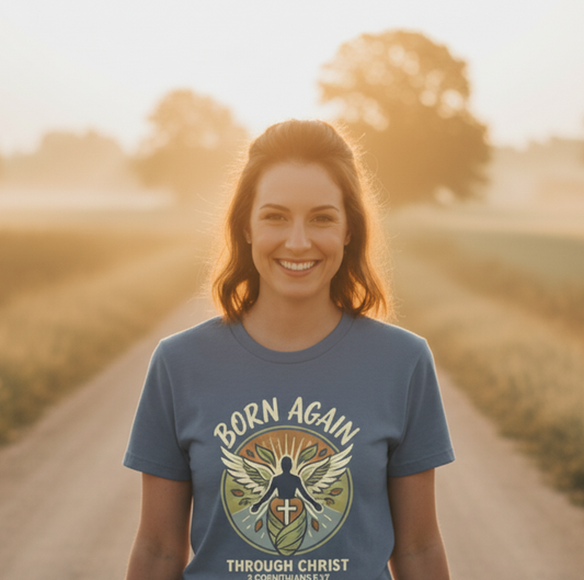 Born Again Through Christ 2 Corinthians 5:17 Faith T-Shirt Salvation FaithWear Apparel