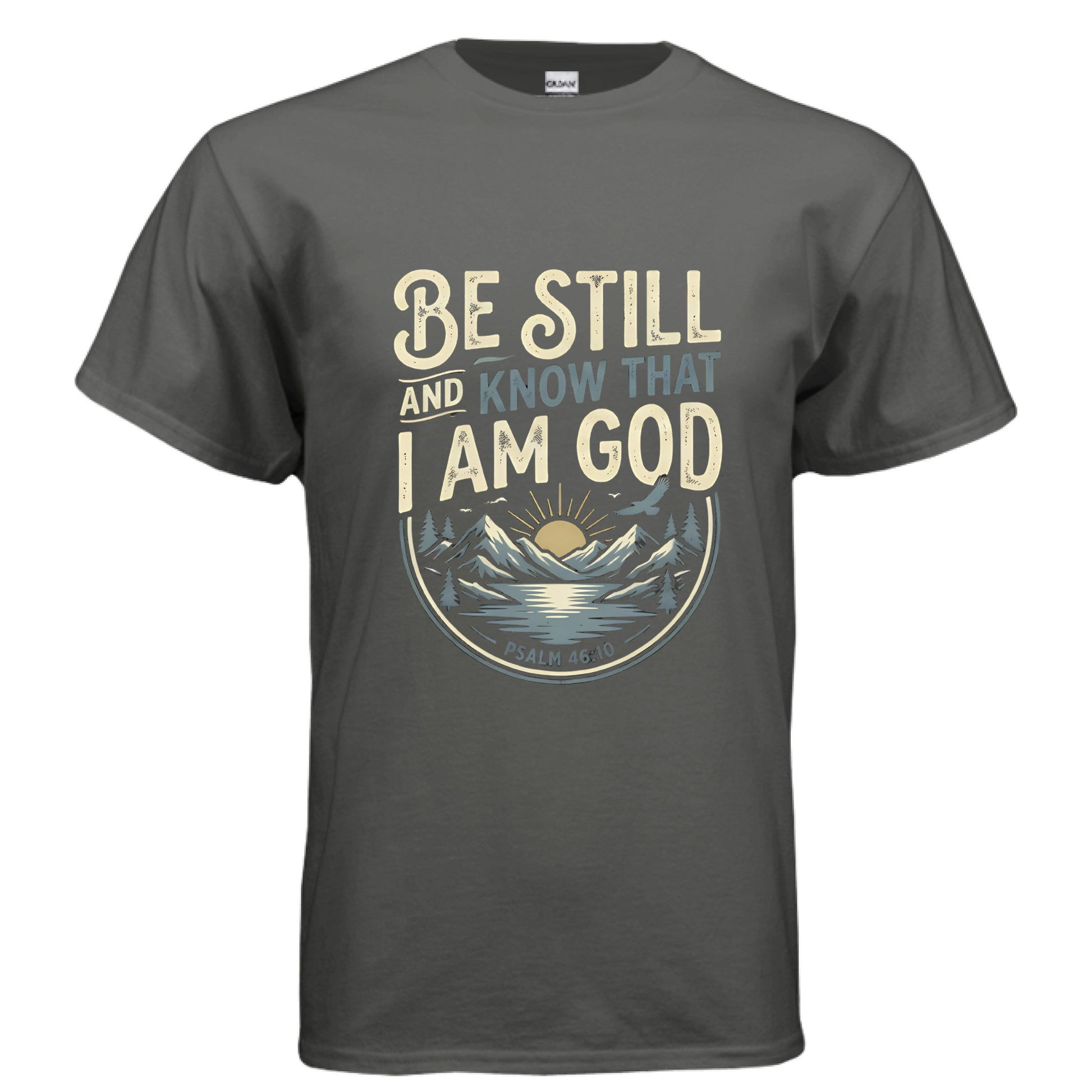 Be Still and Know Psalm 46:10 Faith T-Shirt CHARCOAL Salvation FaithWear Apparel