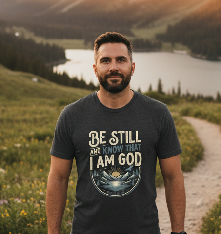 Be Still and Know Psalm 46:10 Faith T-Shirt Salvation FaithWear Apparel