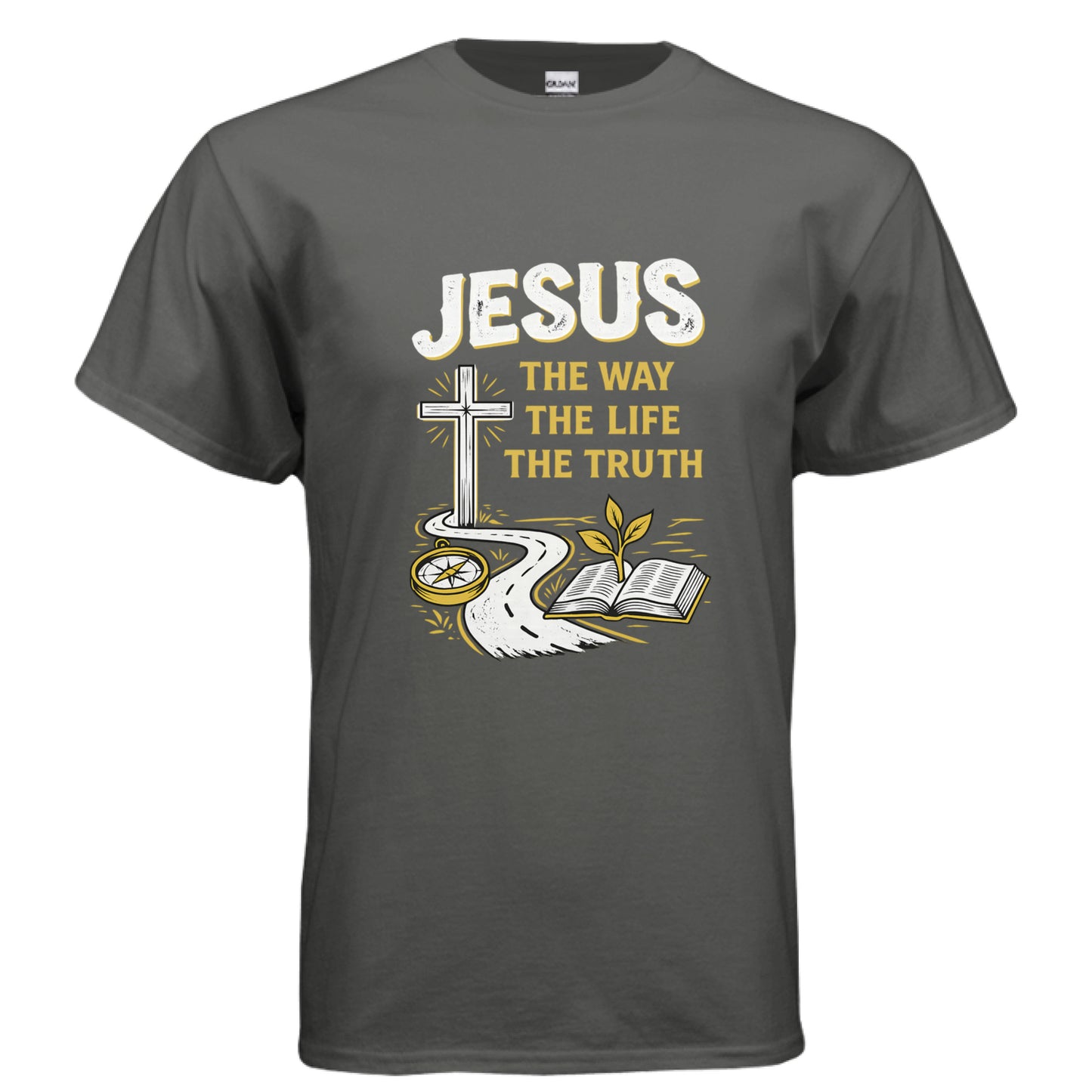 Jesus the Way the Truth the Life Faith T-Shirt CHARCOAL Salvation FaithWear Apparel