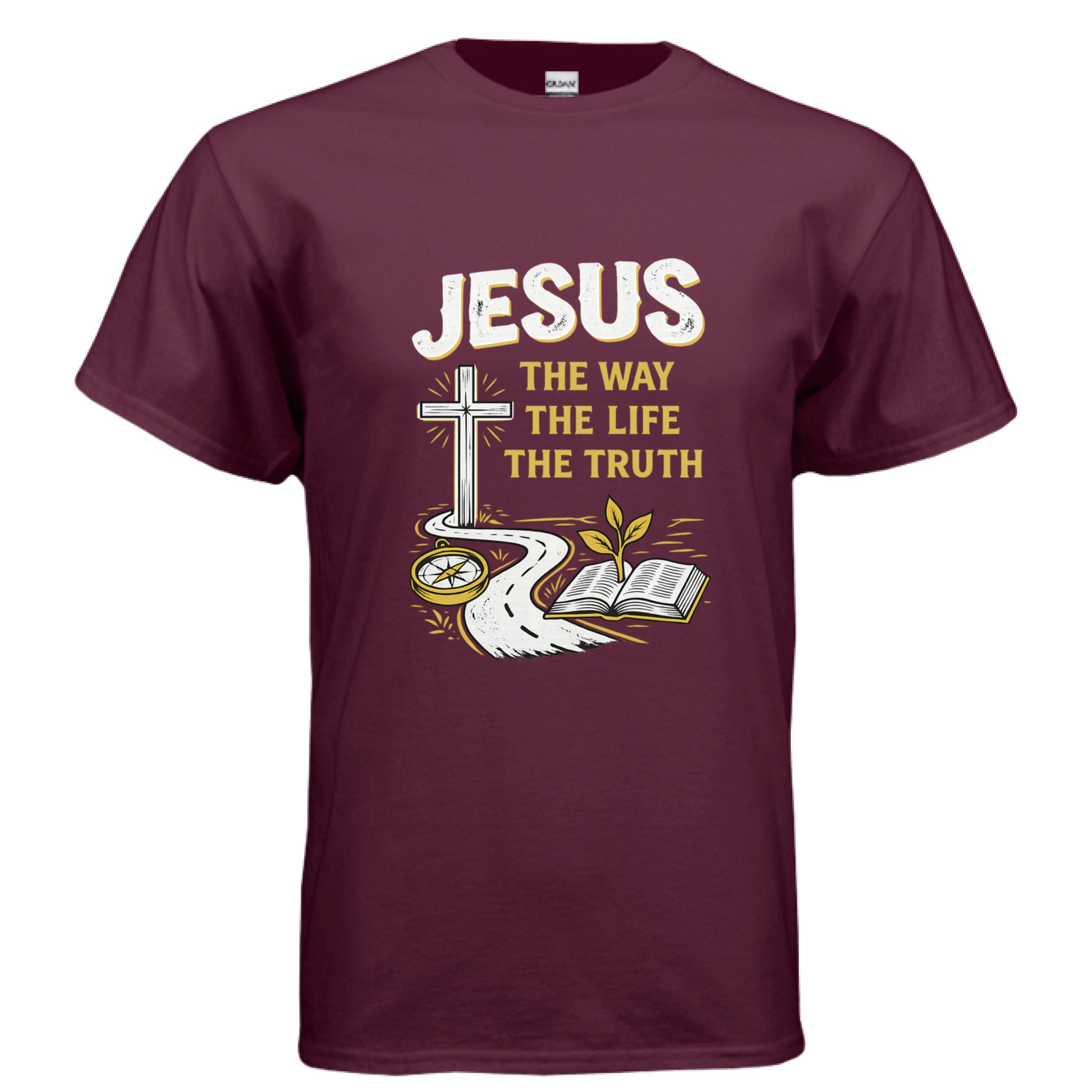 Jesus the Way the Truth the Life Faith T-Shirt MAROON Salvation FaithWear Apparel