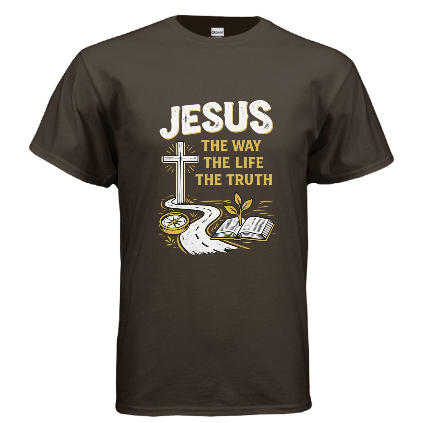 Jesus the Way the Truth the Life Faith T-Shirt DARK CHOCOLATE Salvation FaithWear Apparel