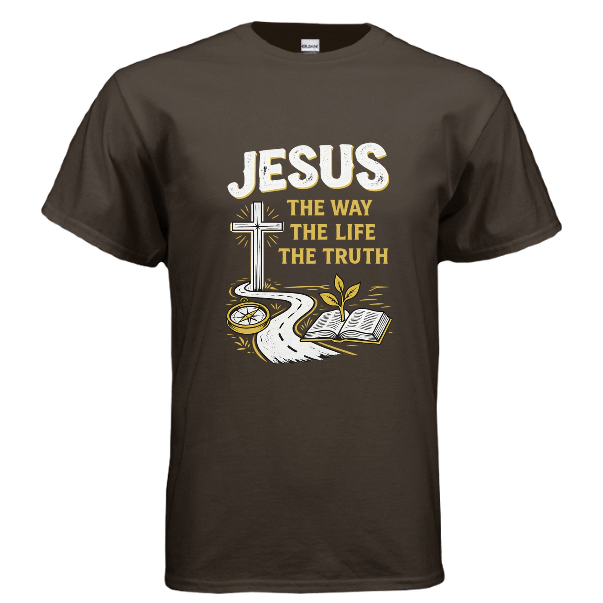 Jesus the Way the Truth the Life Faith T-Shirt DARK CHOCOLATE Salvation FaithWear Apparel