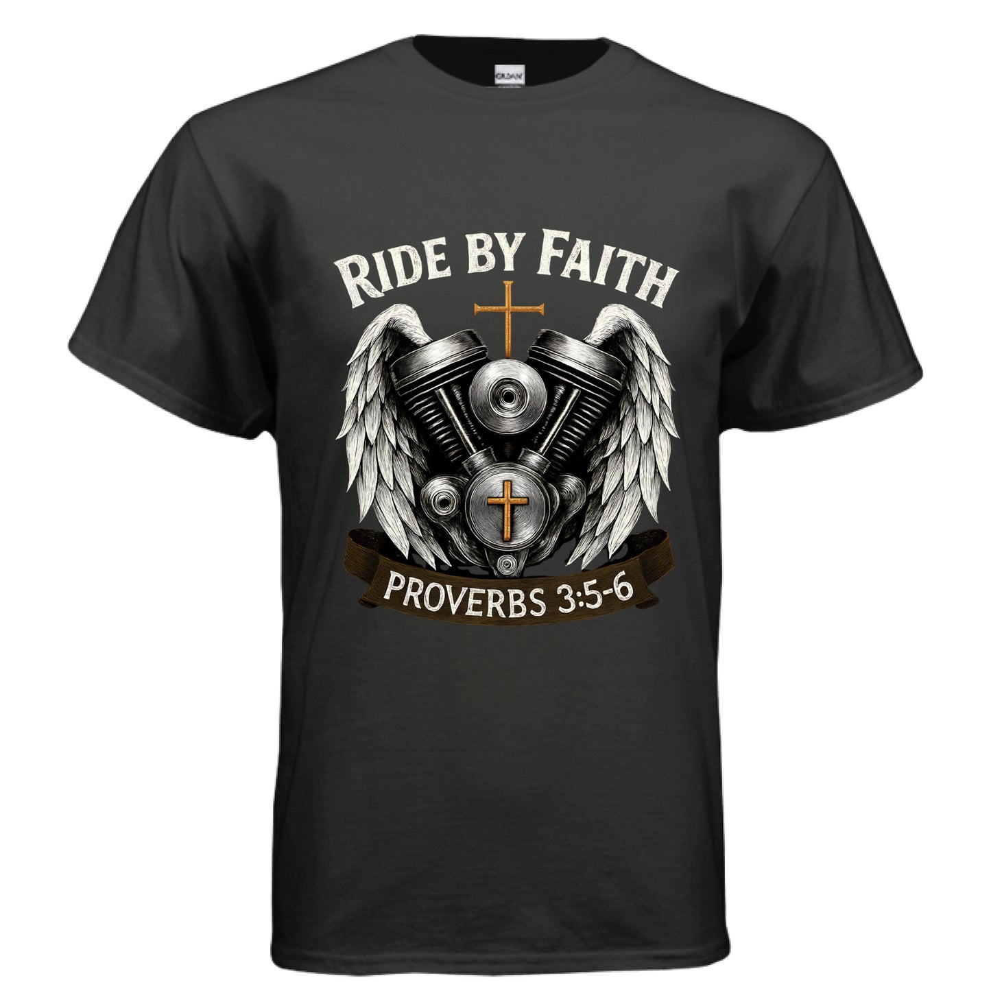 Ride by Faith Proverbs 3:5-6 Faith T-Shirt BLACK Salvation FaithWear Apparel
