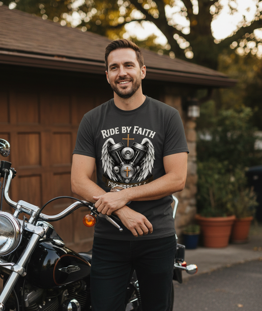 Ride by Faith Proverbs 3:5-6 Faith T-Shirt Salvation FaithWear Apparel