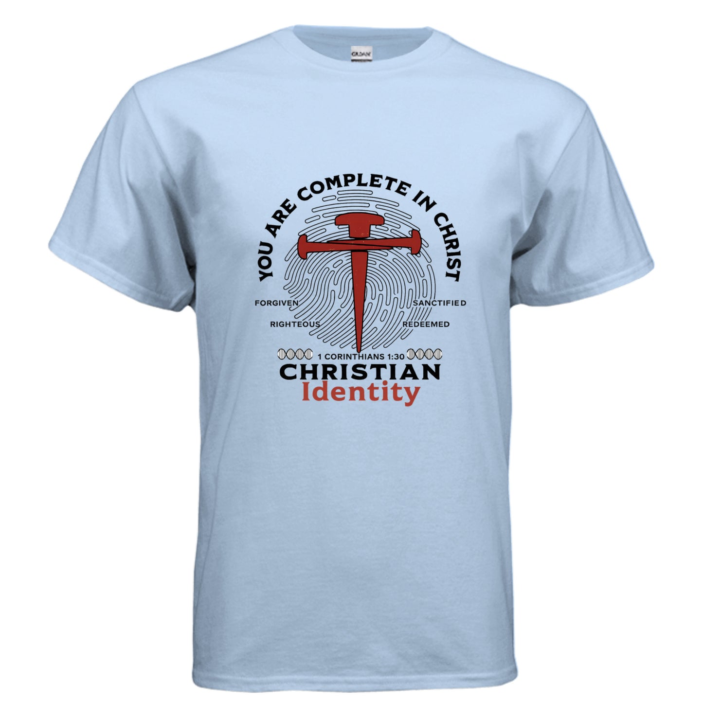 You are Complete in Christ Faith T-Shirt LIGHT BLUE Salvation FaithWear Apparel