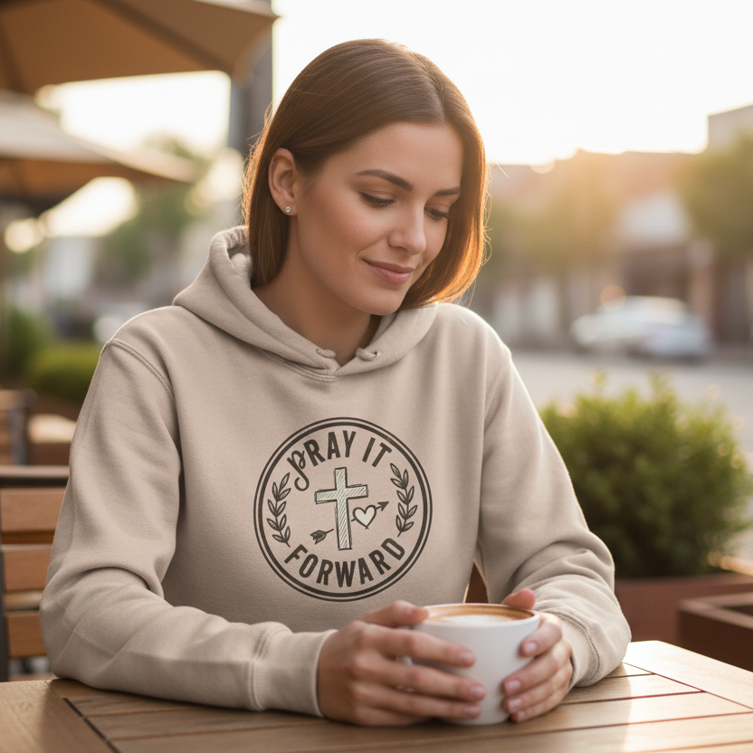 Pray it Forward Faith Hoodie Blush Pink Salvation FaithWear Apparel
