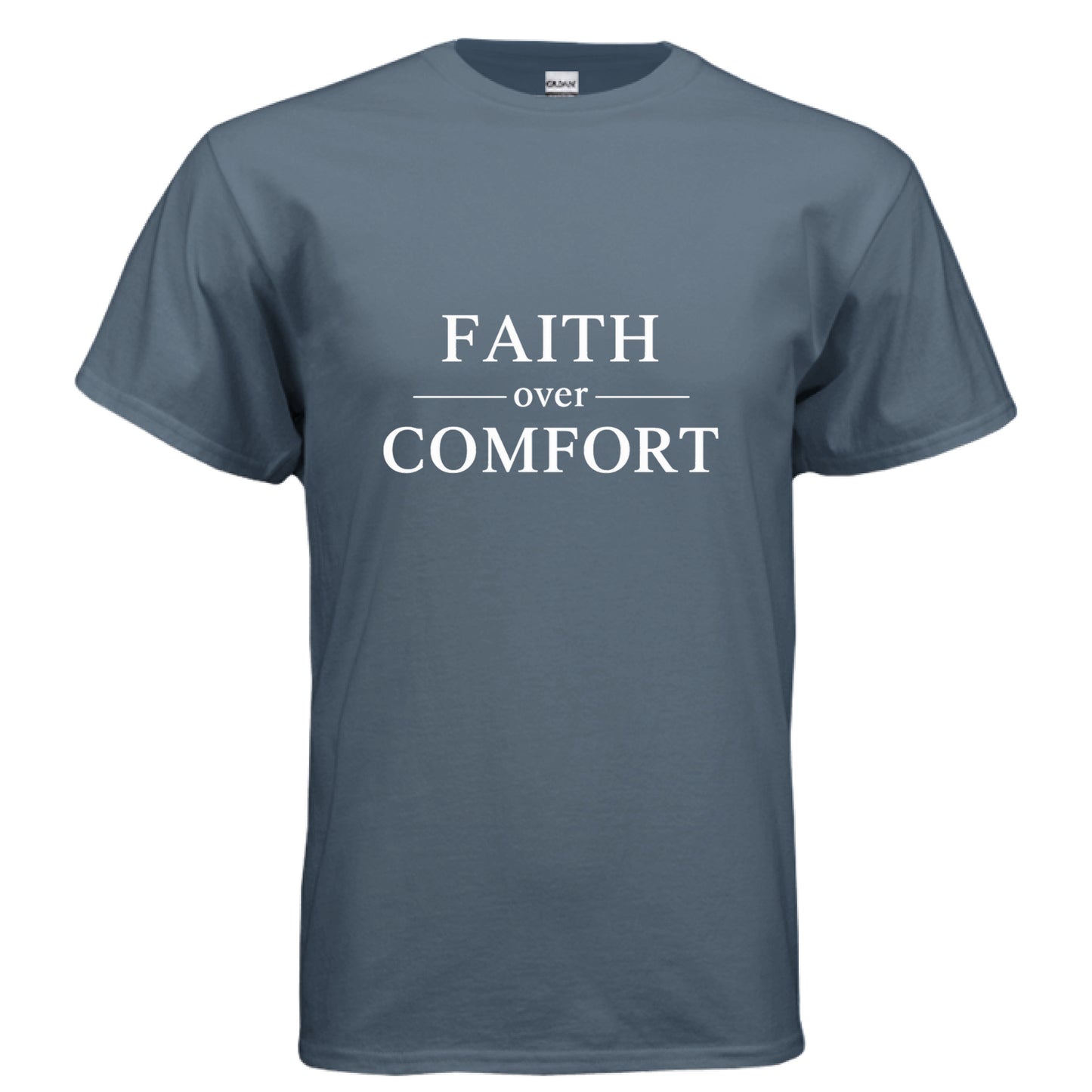 Faith over Comfort Faith T-Shirt INDIGO BLUE Salvation FaithWear Apparel
