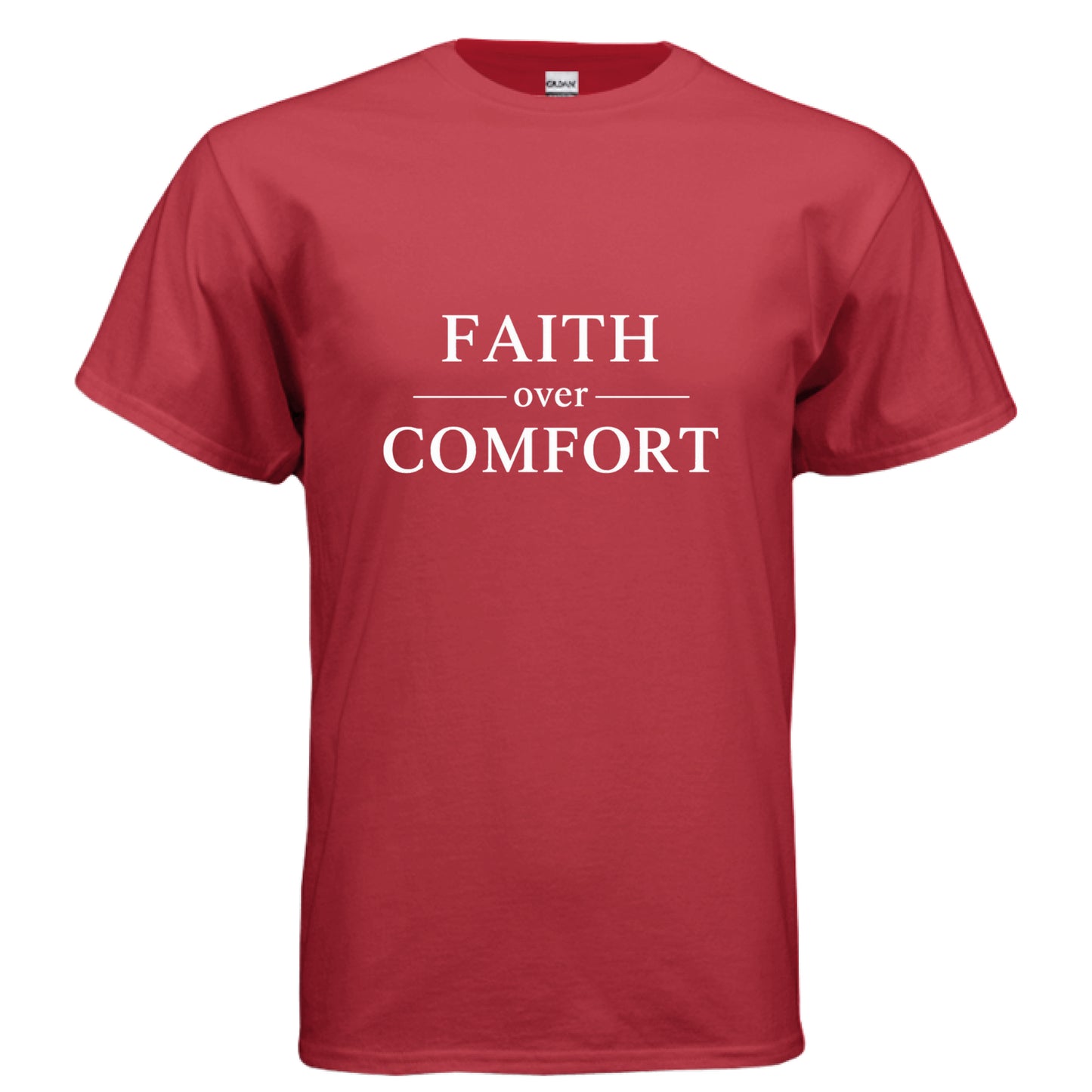 Faith over Comfort Faith T-Shirt RED Salvation FaithWear Apparel