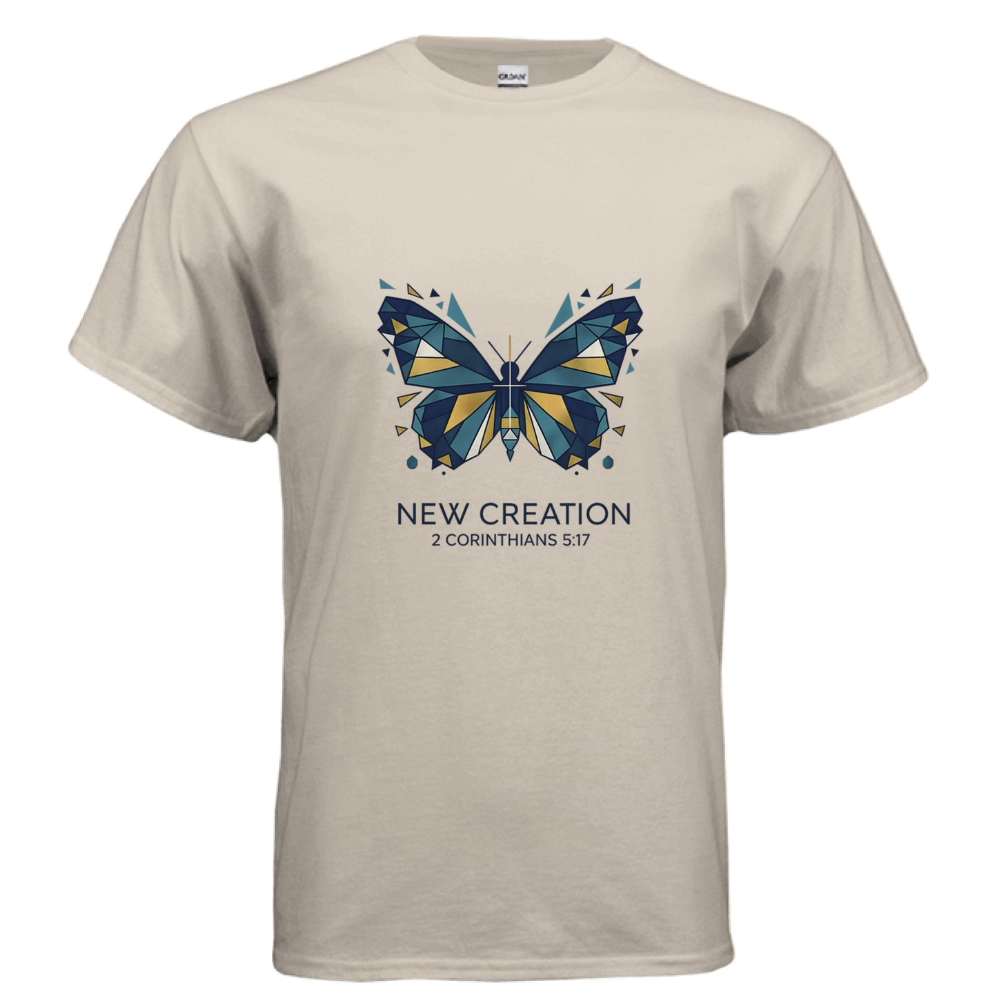 New Creation 2 Corinthians 5:17 Faith T-Shirt SAND Salvation FaithWear Apparel