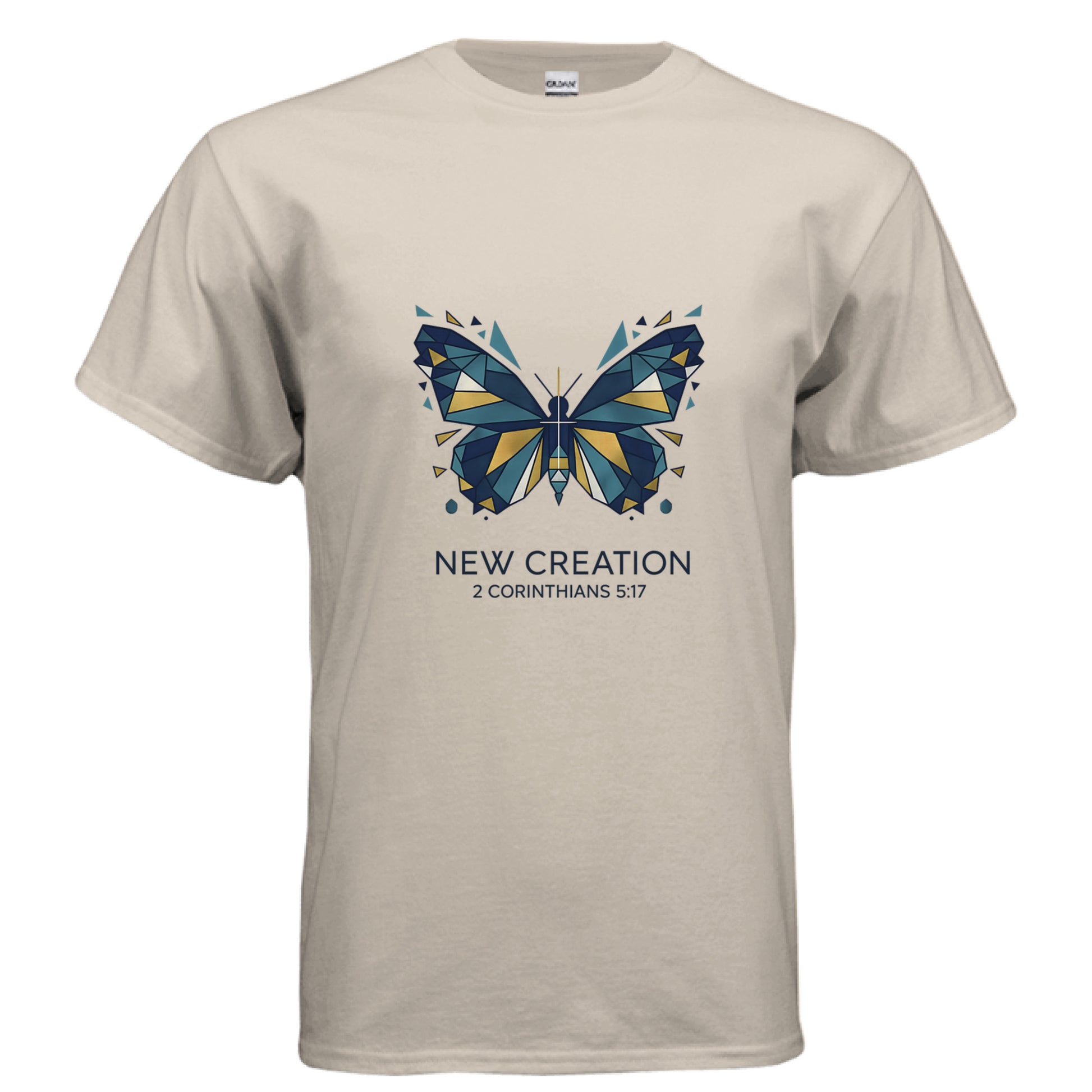New Creation 2 Corinthians 5:17 Faith T-Shirt SAND Salvation FaithWear Apparel