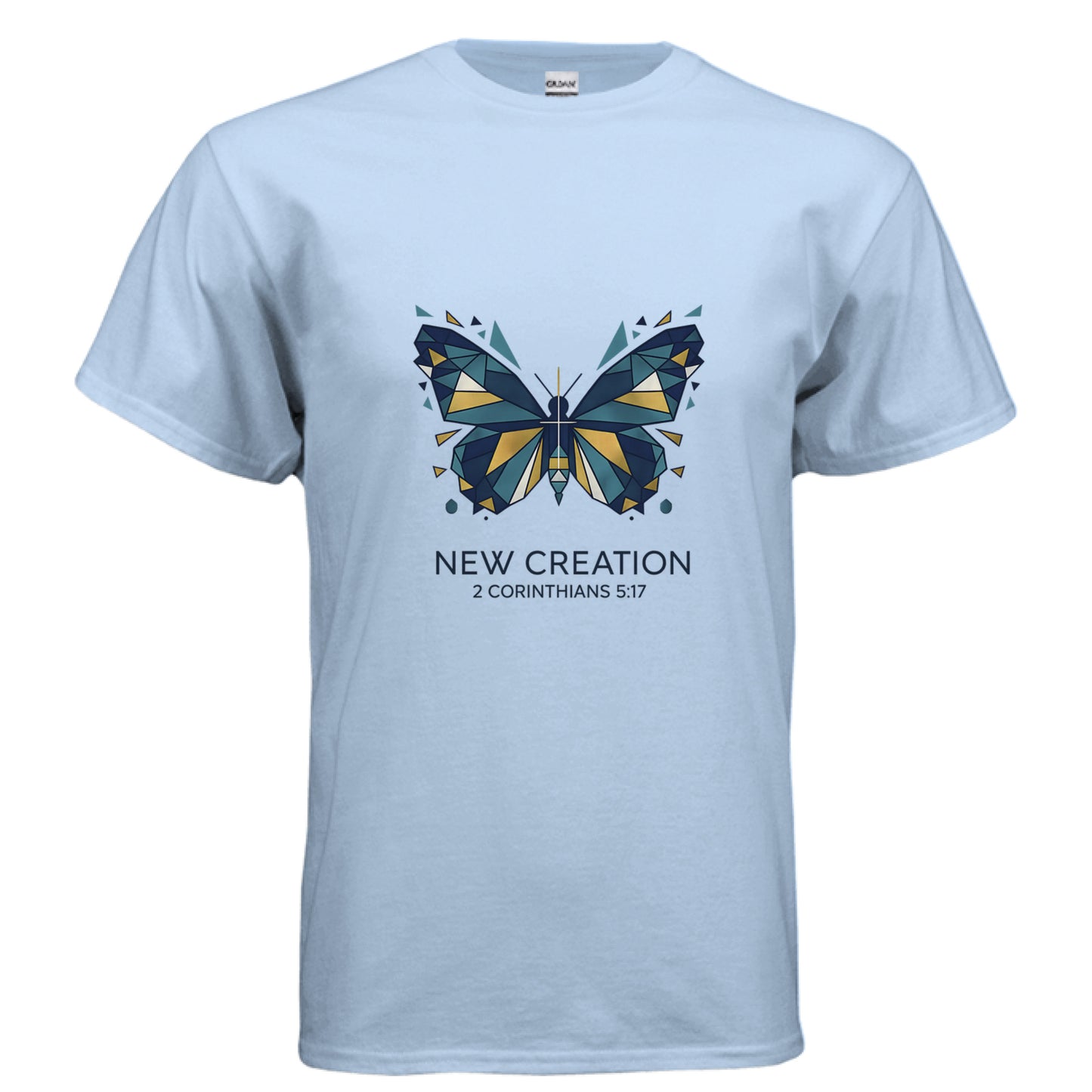New Creation 2 Corinthians 5:17 Faith T-Shirt LIGHT BLUE Salvation FaithWear Apparel
