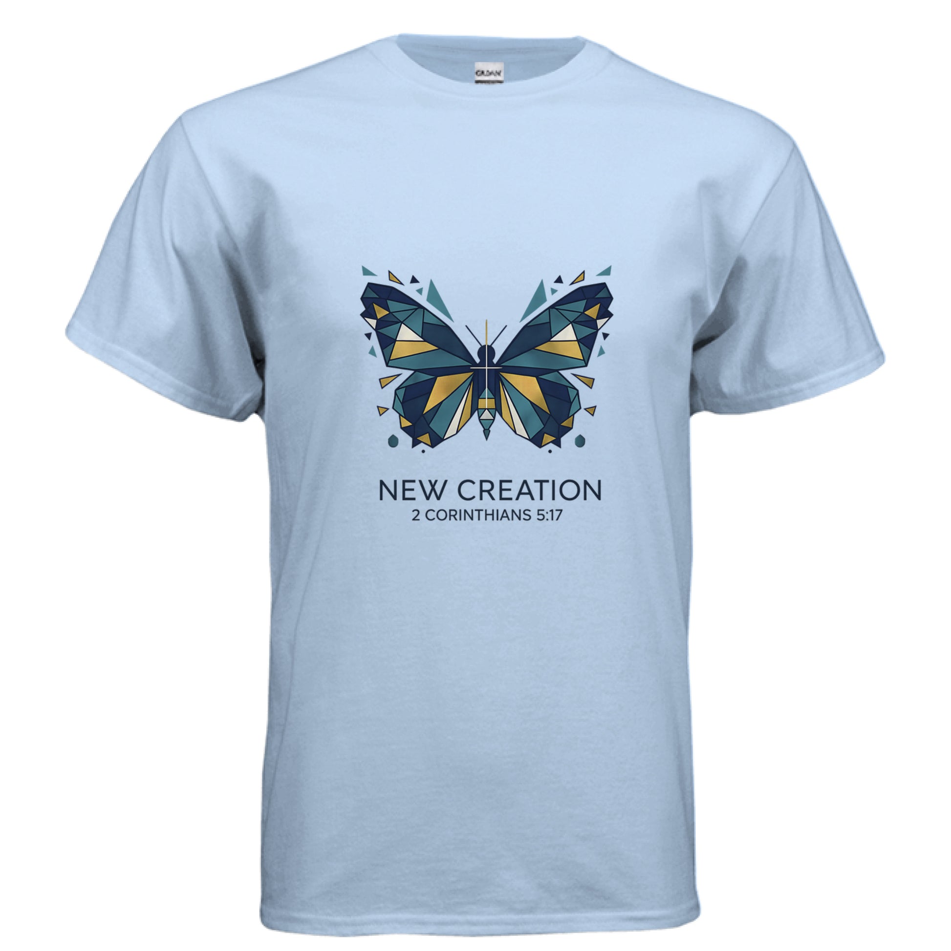 New Creation 2 Corinthians 5:17 Faith T-Shirt LIGHT BLUE Salvation FaithWear Apparel