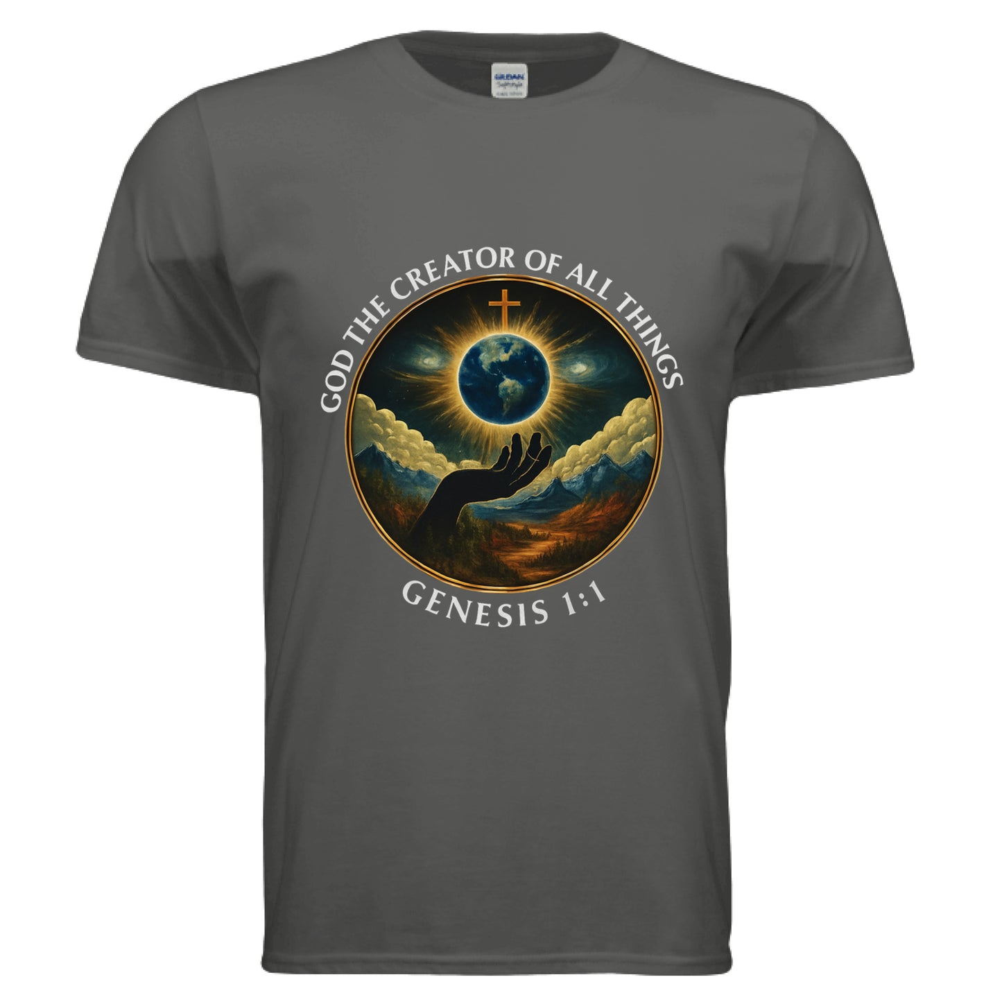 God the Creator of all Things Faith T-Shirt CHARCOAL Salvation FaithWear Apparel