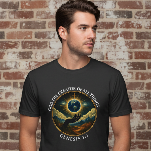 God the Creator of all Things Faith T-Shirt BLACK Salvation FaithWear Apparel