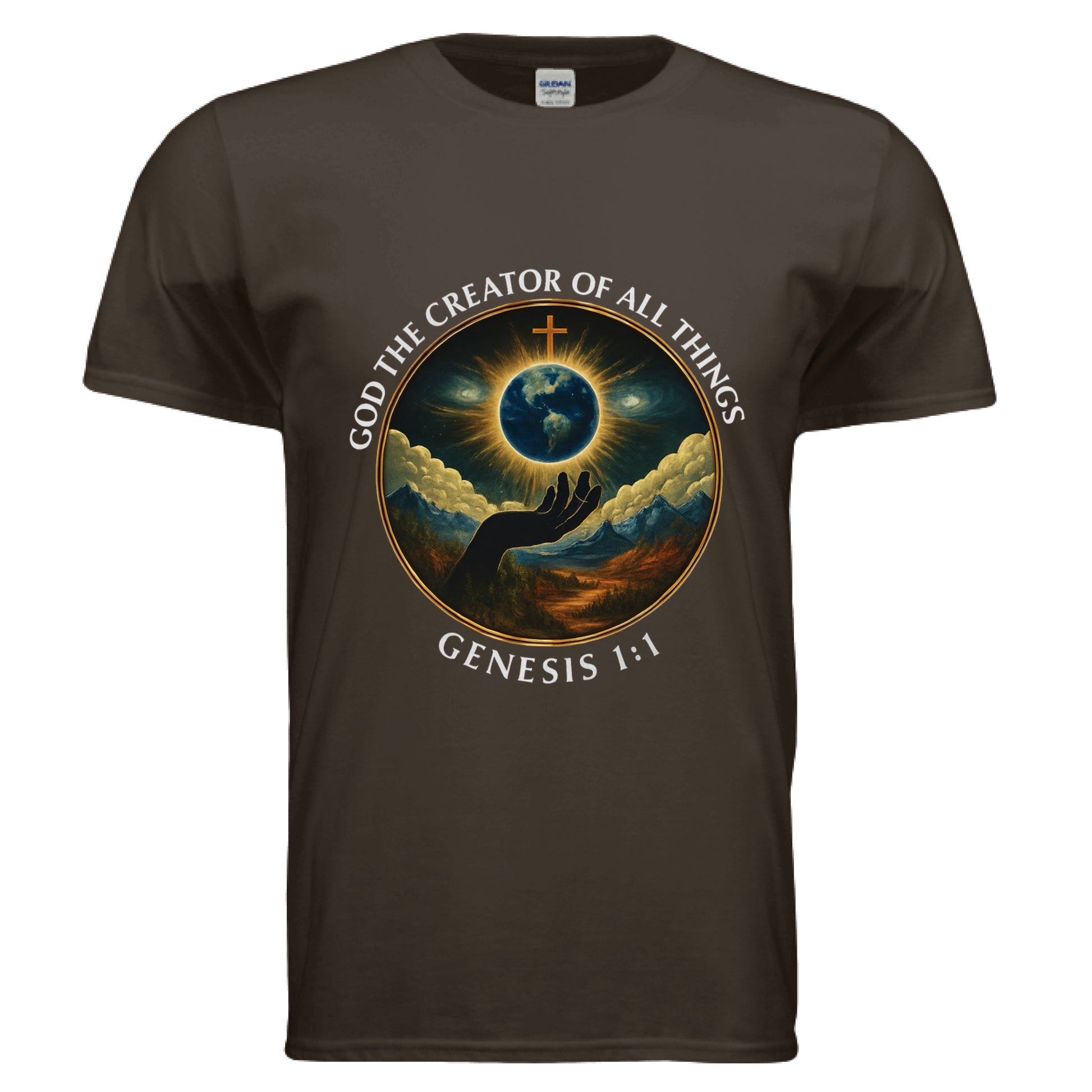 God the Creator of all Things Faith T-Shirt DARK CHOCOLATE Salvation FaithWear Apparel