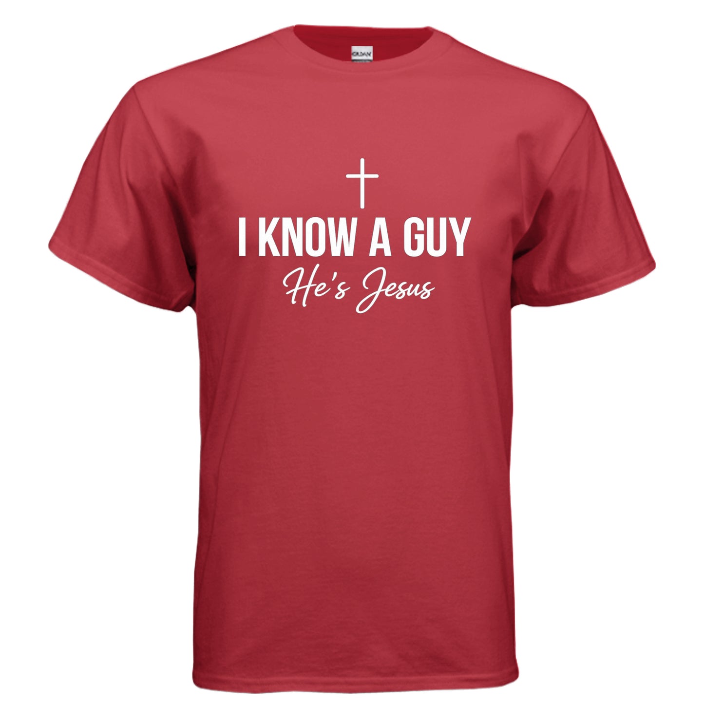 I Know a Guy He's Jesus Faith T-Shirt RED Salvation FaithWear Apparel