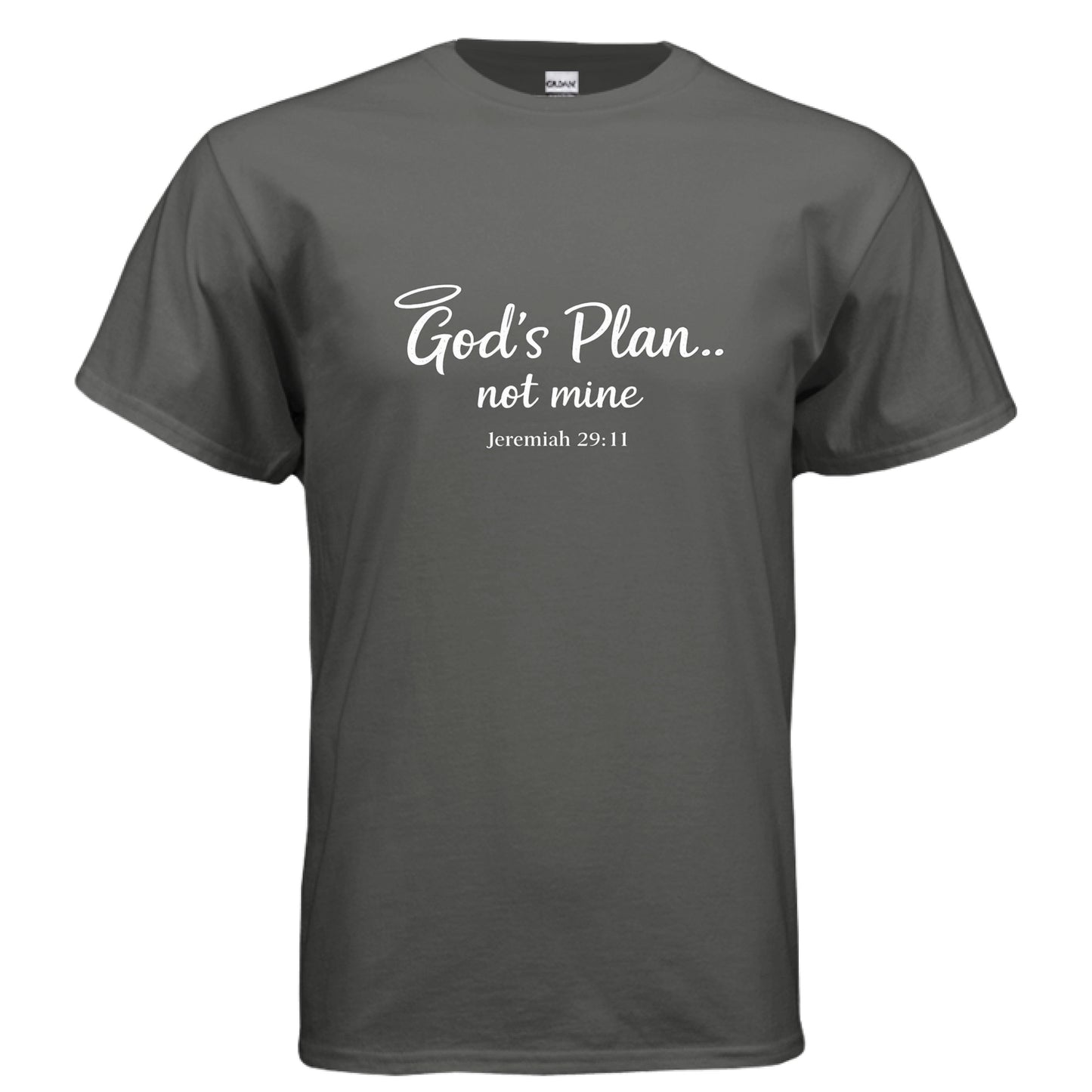 Gods Plan Not Mine Faith T-Shirt CHARCOAL Salvation FaithWear Apparel