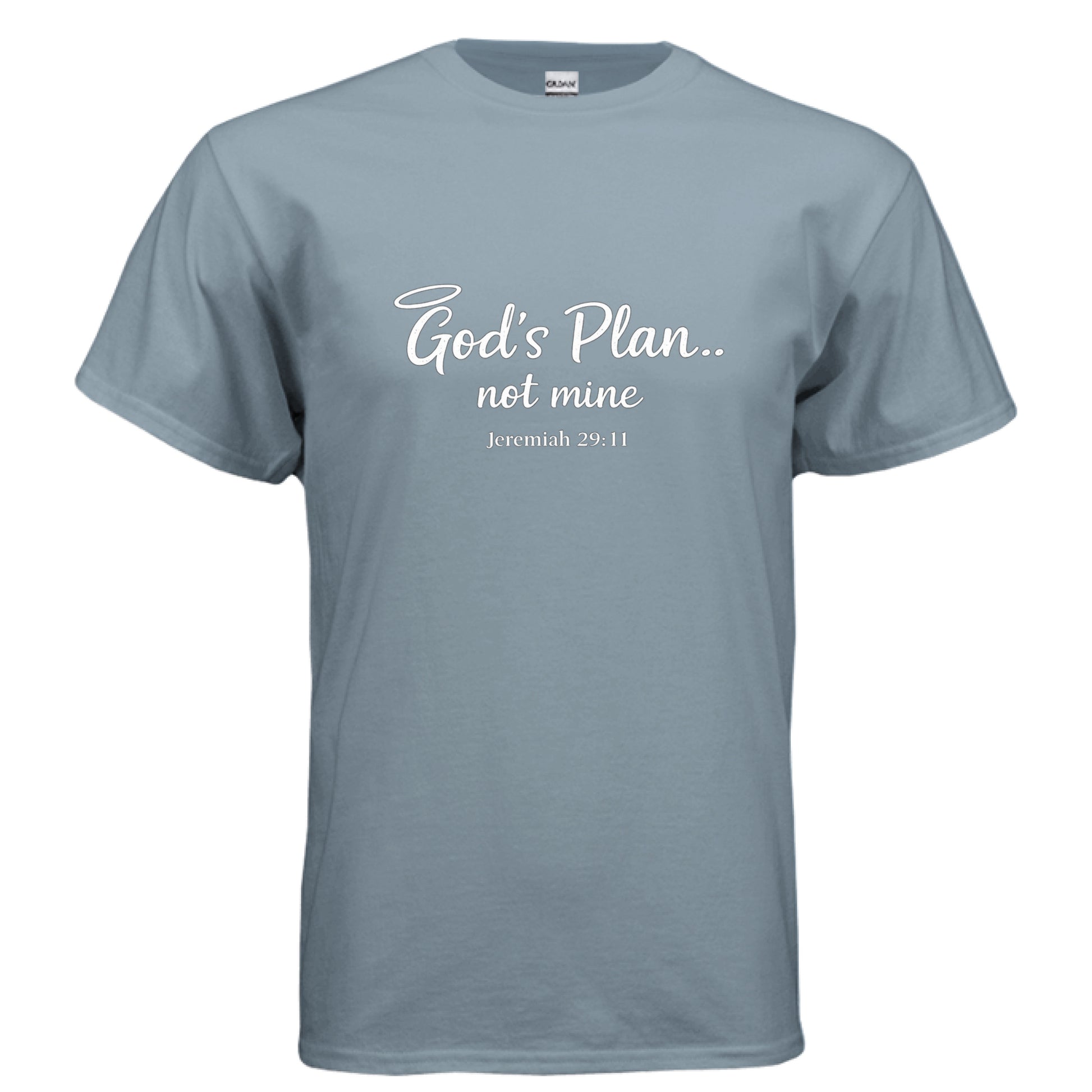 Gods Plan Not Mine Faith T-Shirt STONE BLUE Salvation FaithWear Apparel