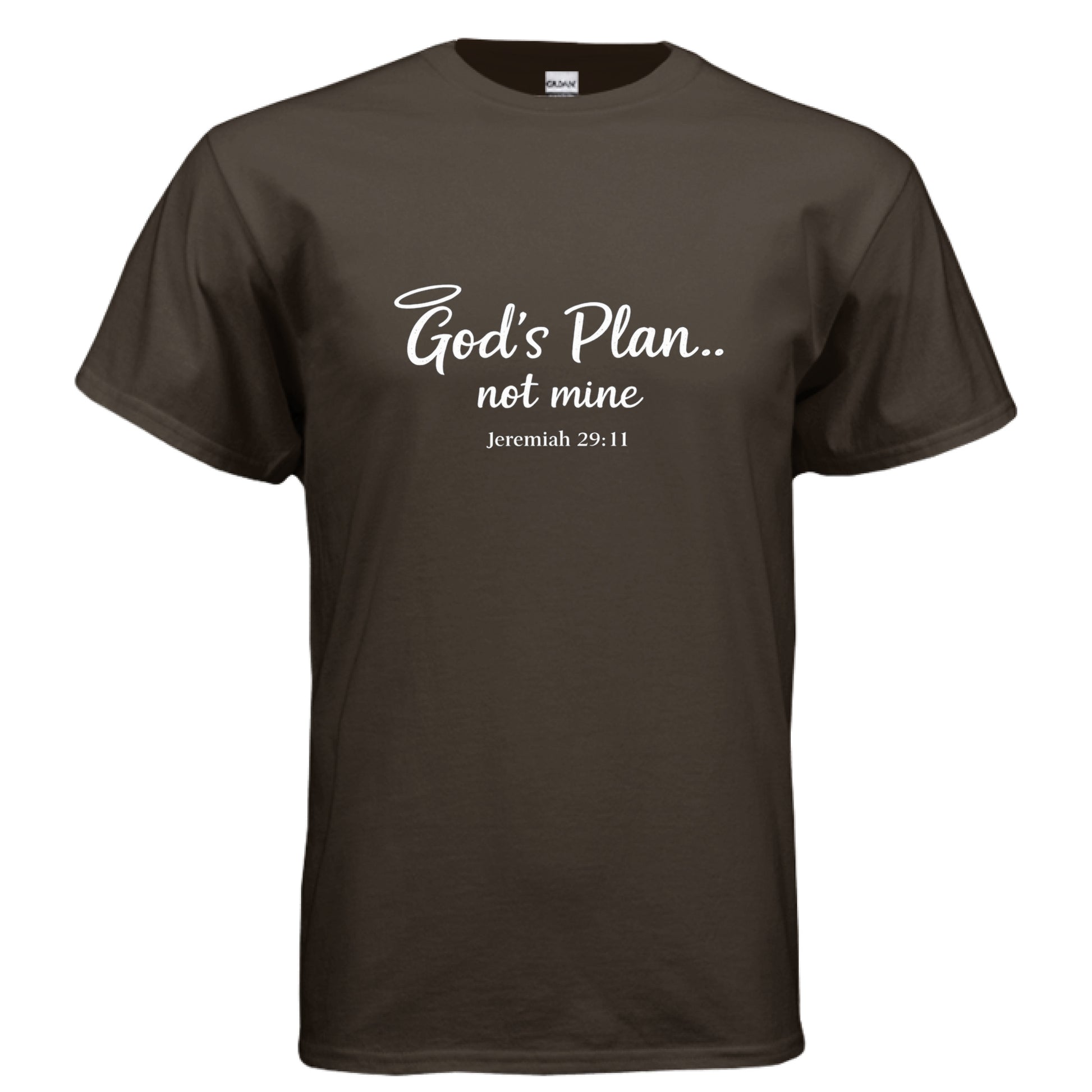 Gods Plan Not Mine Faith T-Shirt DARK CHOCOLATE Salvation FaithWear Apparel