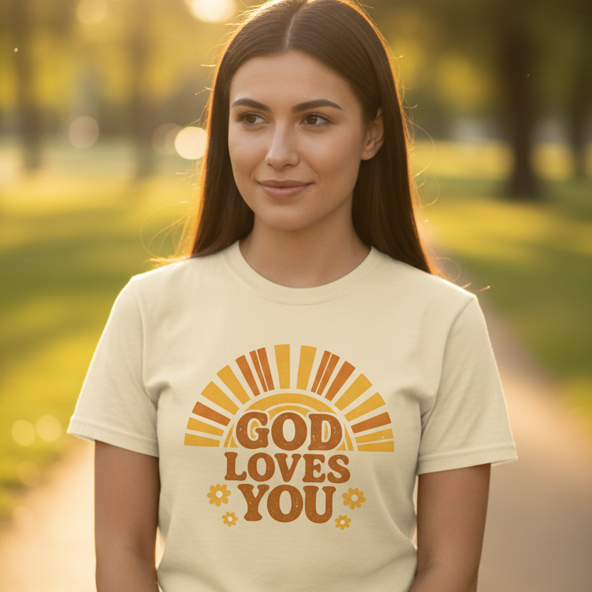 God Loves You Faith T-Shirt YELLOW HAZE Salvation FaithWear Apparel