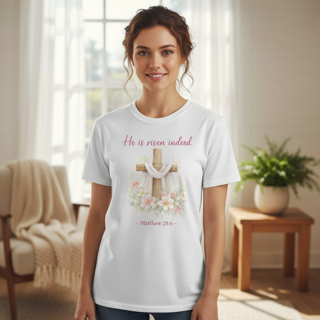 He is Risen Indeed Matthew 28:6 Faith T-Shirt