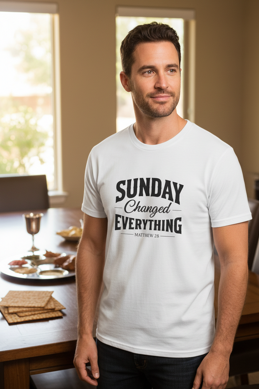 Sundays Changed Everything Matthew 28 Faith T-Shirt WHITE Salvation FaithWear Apparel