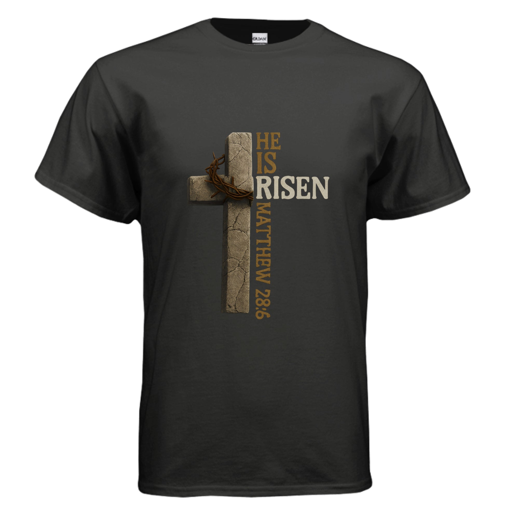 He is Risen Matthew 28:6 Faith T-Shirt BLACK Salvation FaithWear Apparel