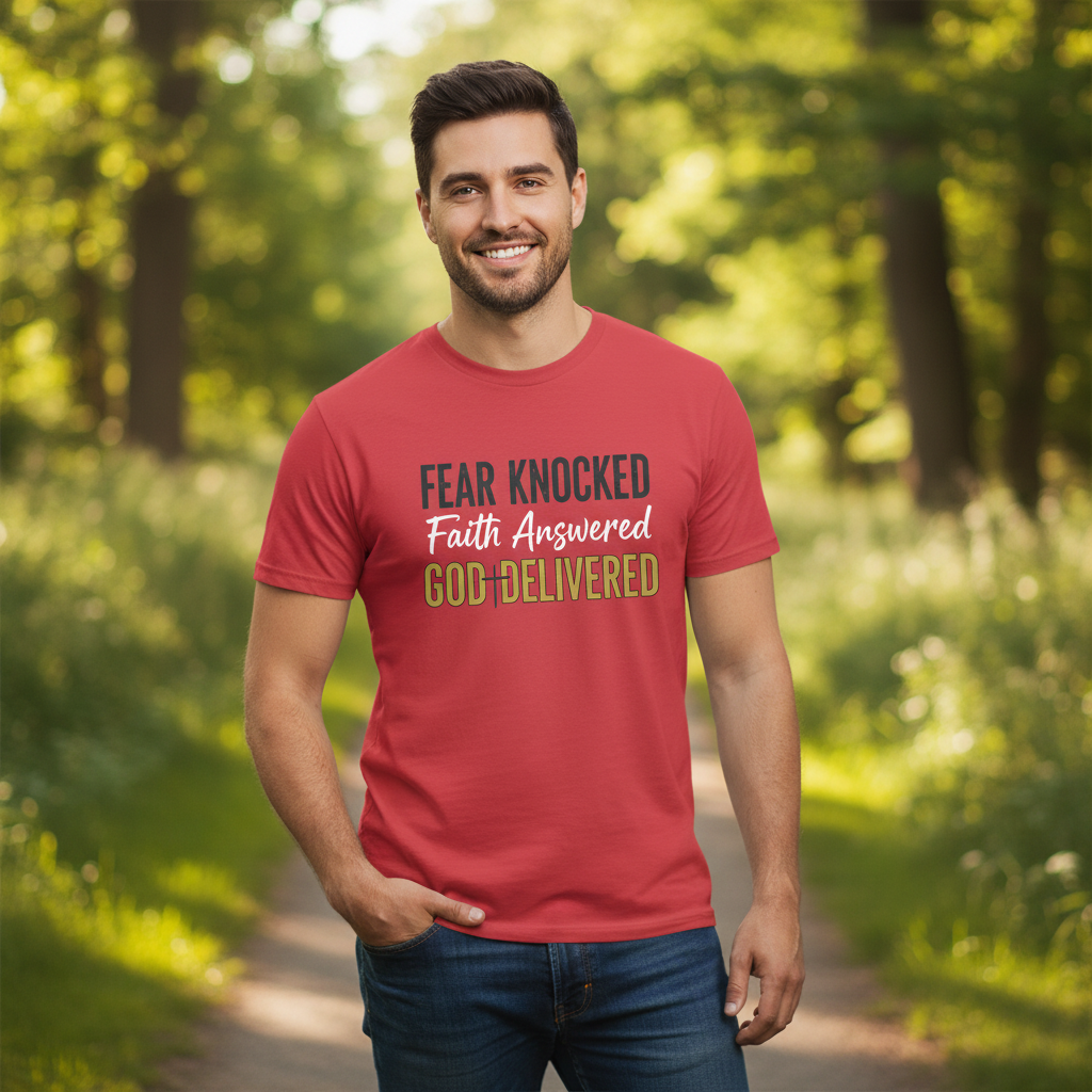 Fear Knocked Faith Answered God Delivered-Faith T-Shirt