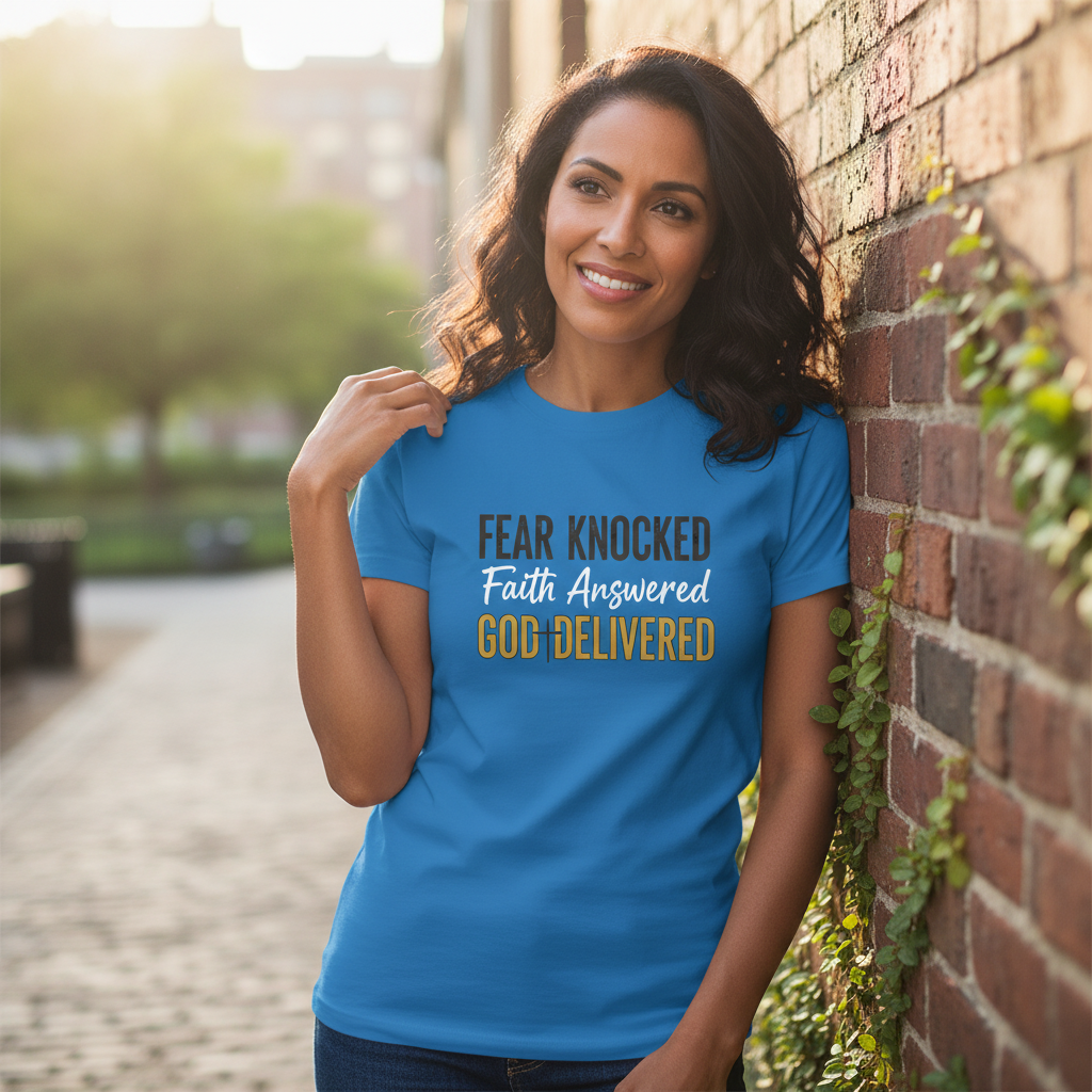 Fear Knocked Faith Answered God Delivered-Faith T-Shirt