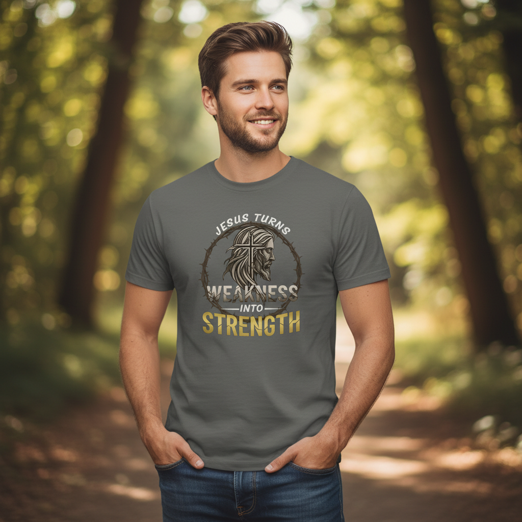 Jesus Turns Weakness into Strength Faith T-Shirt
