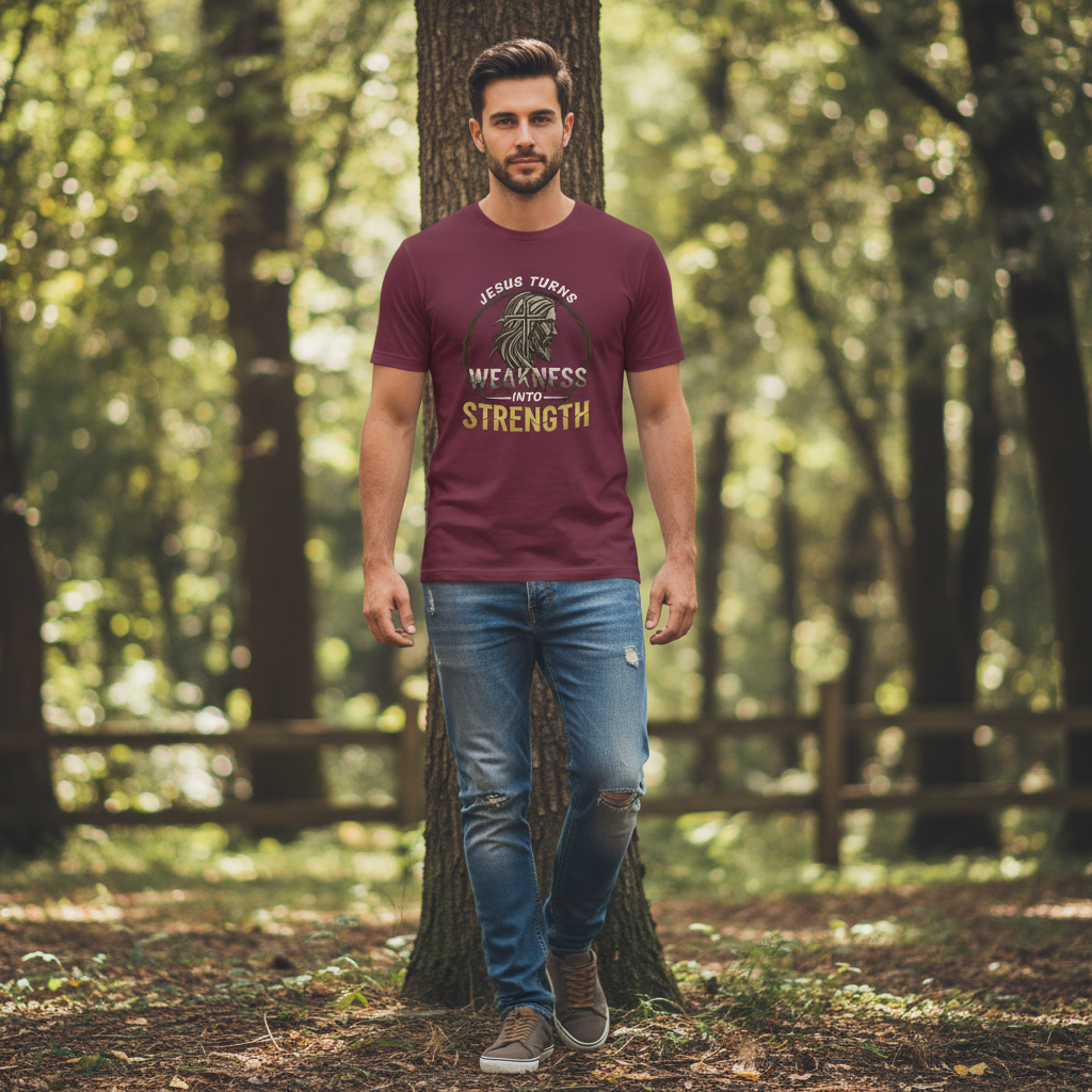 Jesus Turns Weakness into Strength Faith T-Shirt