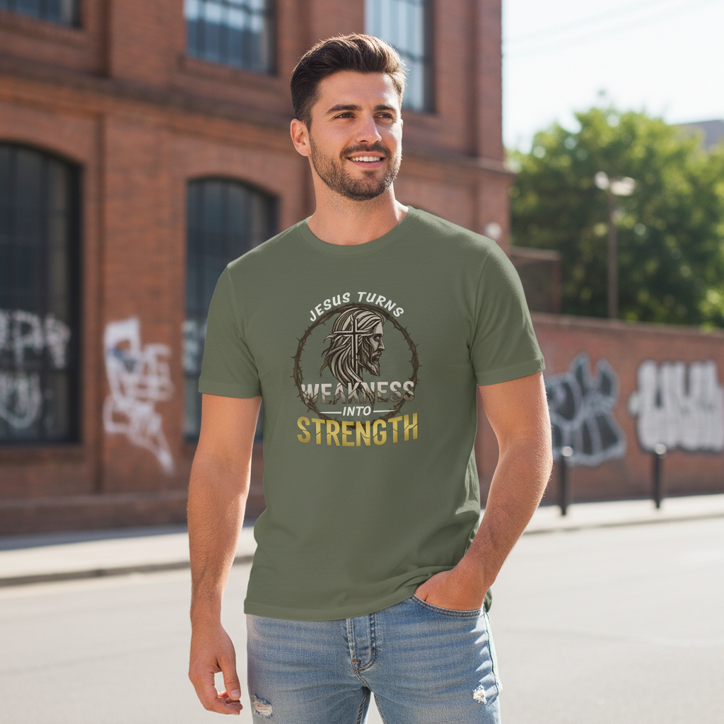 Jesus Turns Weakness into Strength Faith T-Shirt