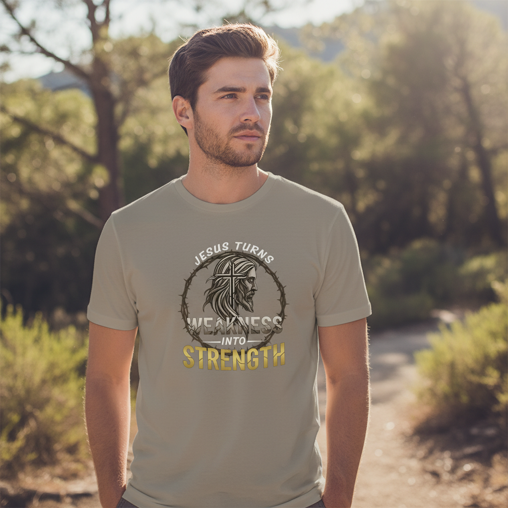 Jesus Turns Weakness into Strength Faith T-Shirt