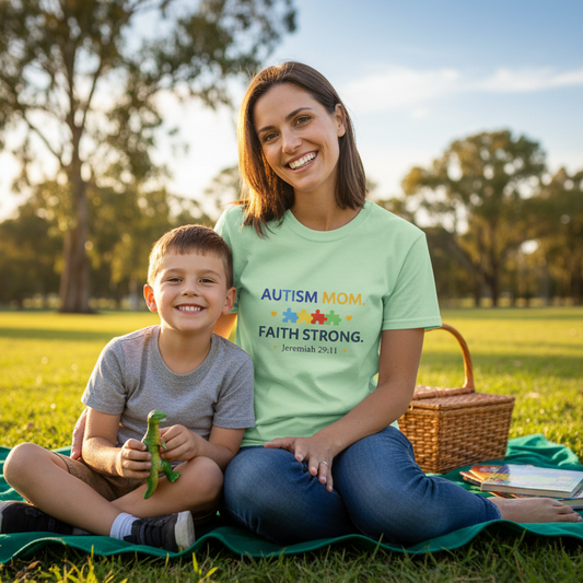 Autism Mom Faith Strong Jeremiah 29:11 Faith T-Shirt (Autism Acceptance)