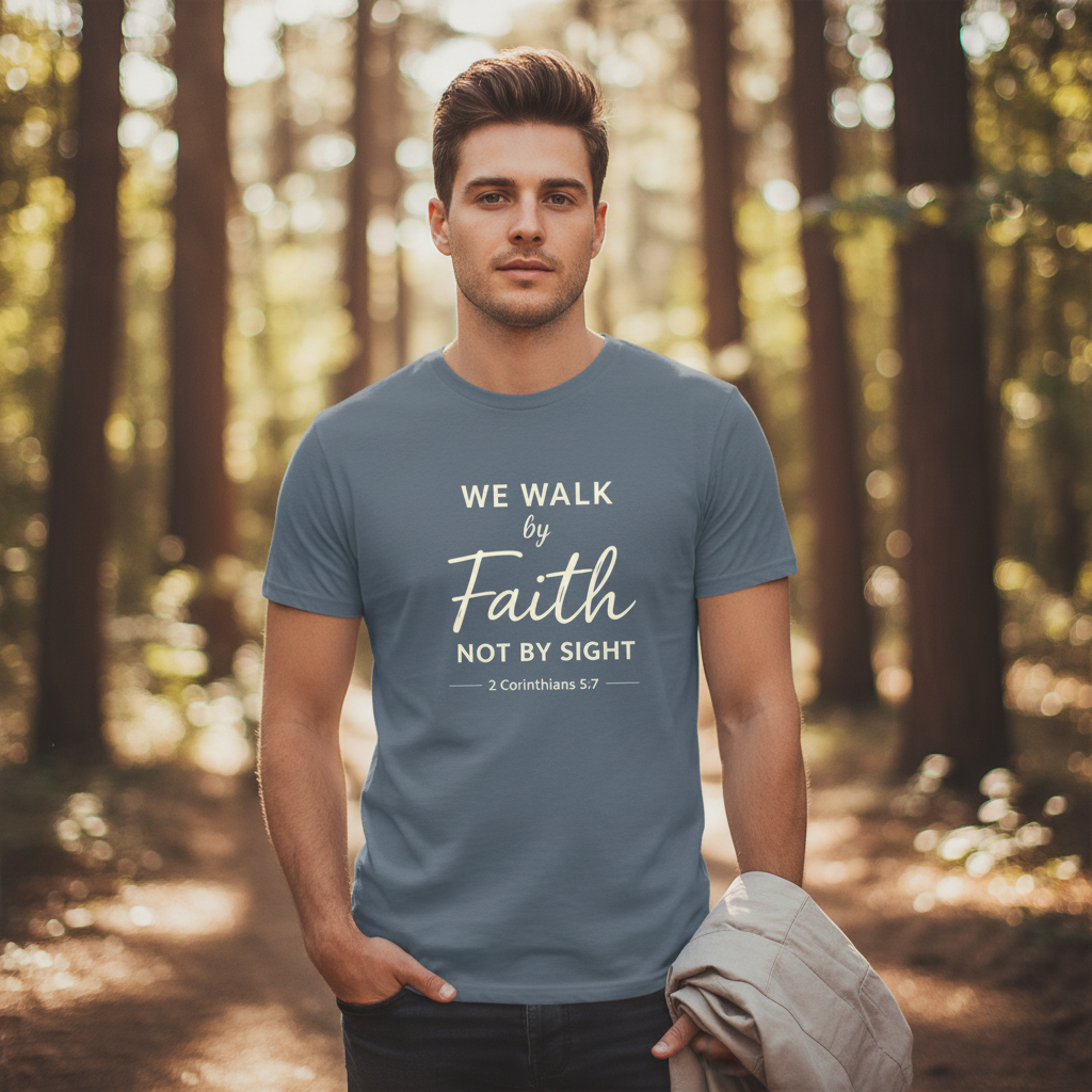 We Walk by Faith not by Sight 1 Corinthians 5:7 Faith T-Shirt